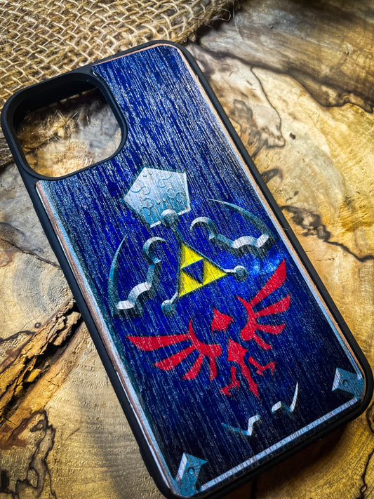 Hero's Shield Master Sword Wood Phone Case Inspired by Fantasy Adventures for iPhone, Samsung, and Google Pixel Models SHOP APP