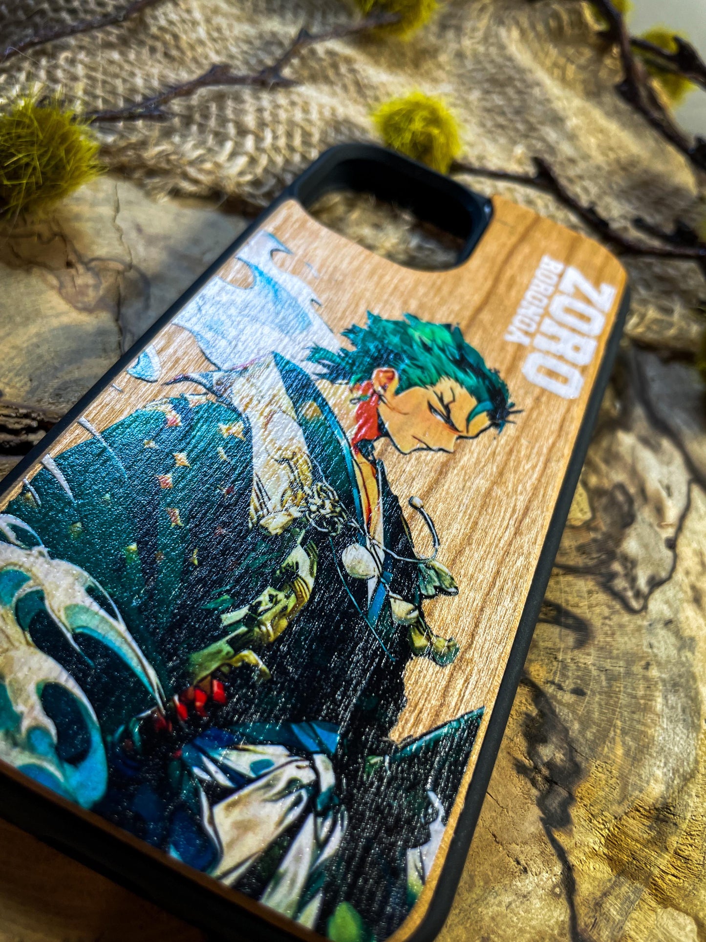 Swordsman’s Resolve Wood Phone case  for iPhone, Samsung, and Google Pixel Anime  Pirate Straw Logo Wood Phone Case SHOP APP