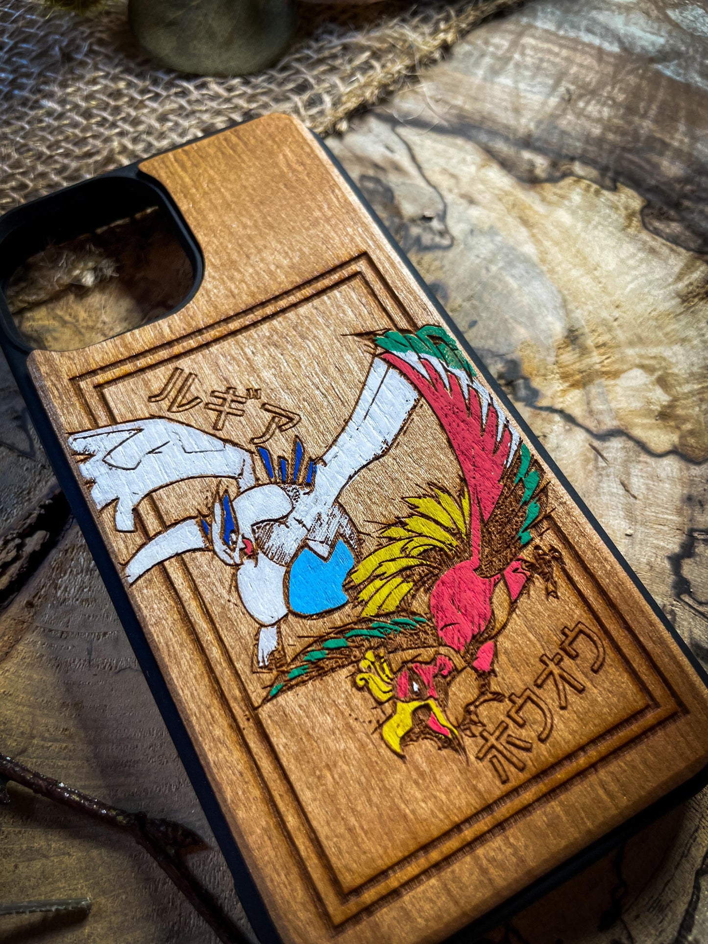 Legendary Dual Birds Wood Phone Case - Japanese anime Inspired Mythical Design - iPhone 16 PRO MAX Samsung S20 S21 S22 S23 S24 Google Pixel