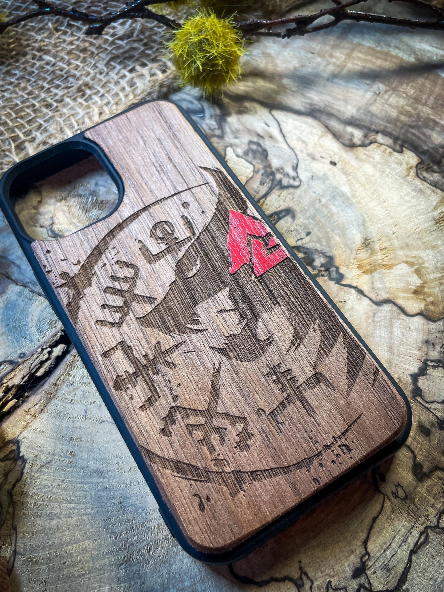 Wolf Fenrir Valknut Symbol God Odin Valhalla Viking Nordic Runes mythology Vegvisir Wood Phone case for Samsung, Iphone and Google Pixel SHOP APP