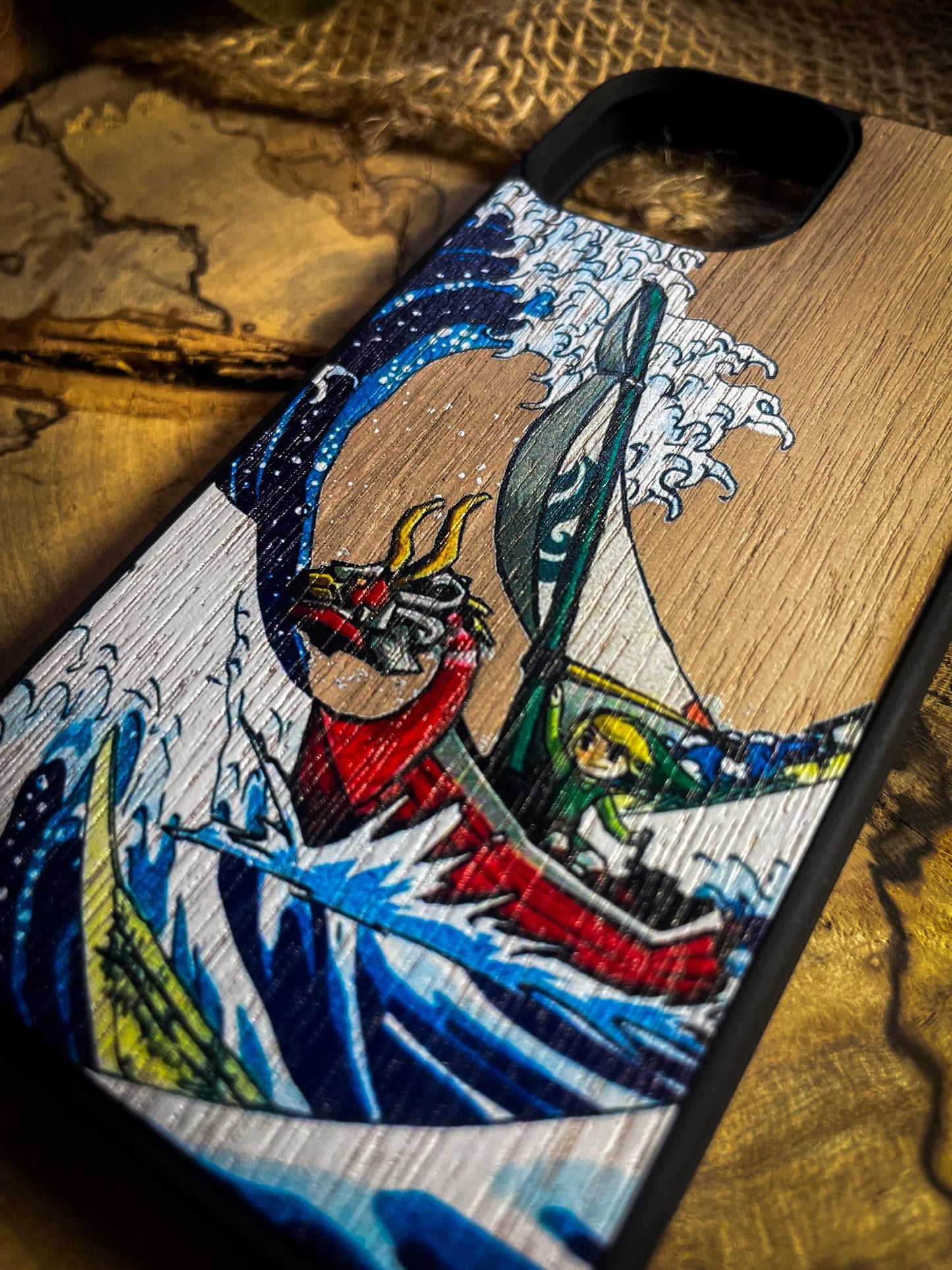 Wind Warrior Link Legend Videogame Green BOTW TOTK Inspired Wood Phone Case, iPhone 16 Pro, Samsung  S21 S22 S23 S24 ULTRA, Google Pixel