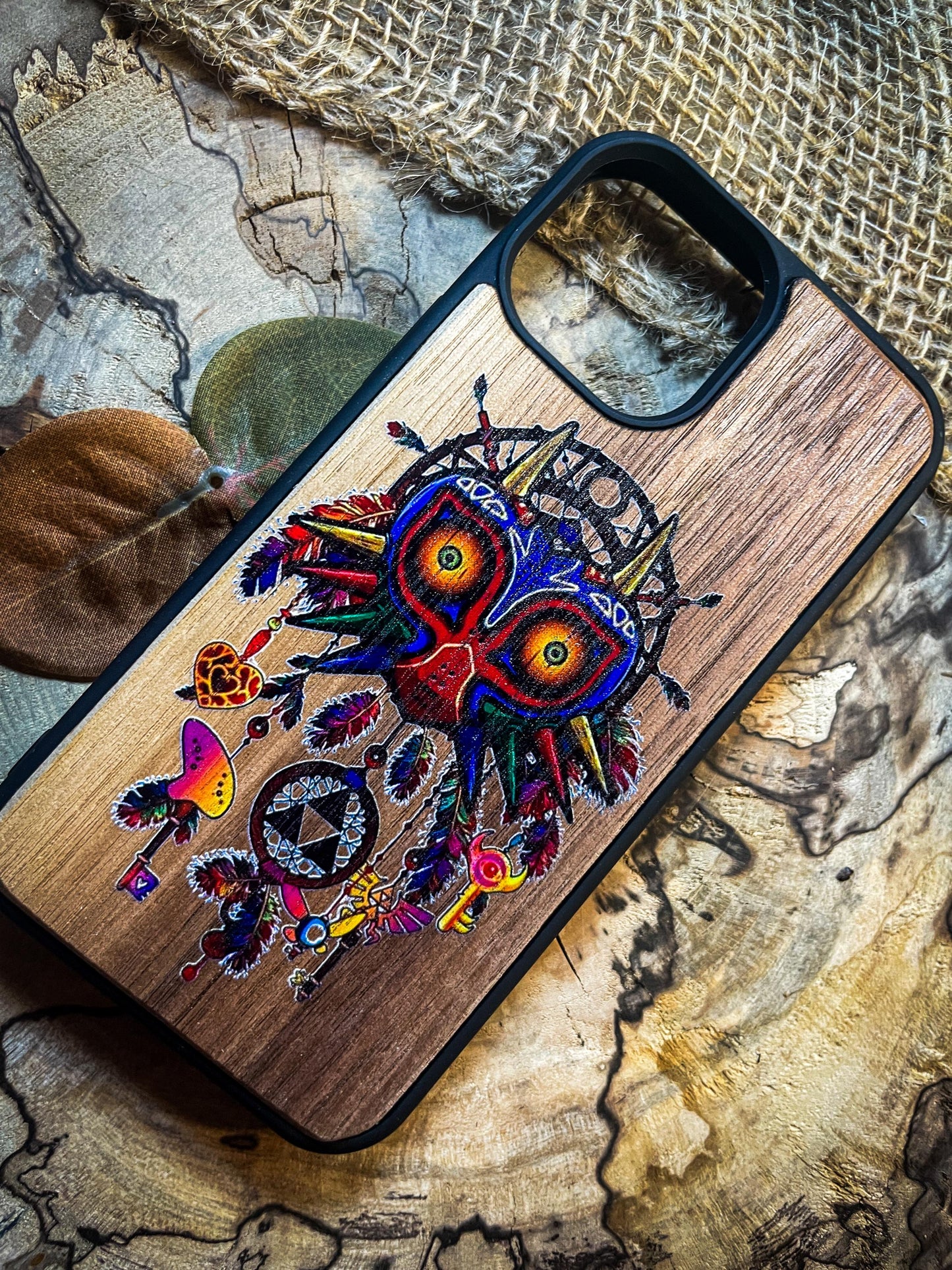 Hero's Shield Ocarina of Time Major Mask Master Sword Wood Phone Case Inspired by Fantasy Adventures for iPhone, Samsung, and Google Pixel