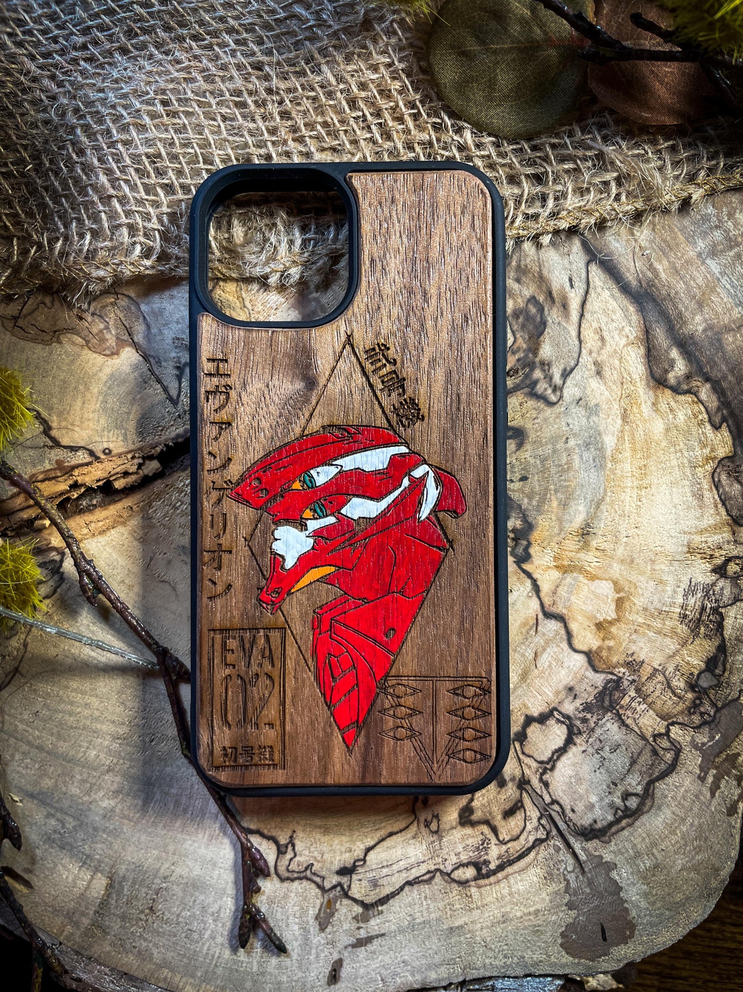 EVA 02 Wood Phone Case Featuring a Futuristic Mech Design - Unique and Stylish for iPhone 16, Google Pixel, and More SHOP APP