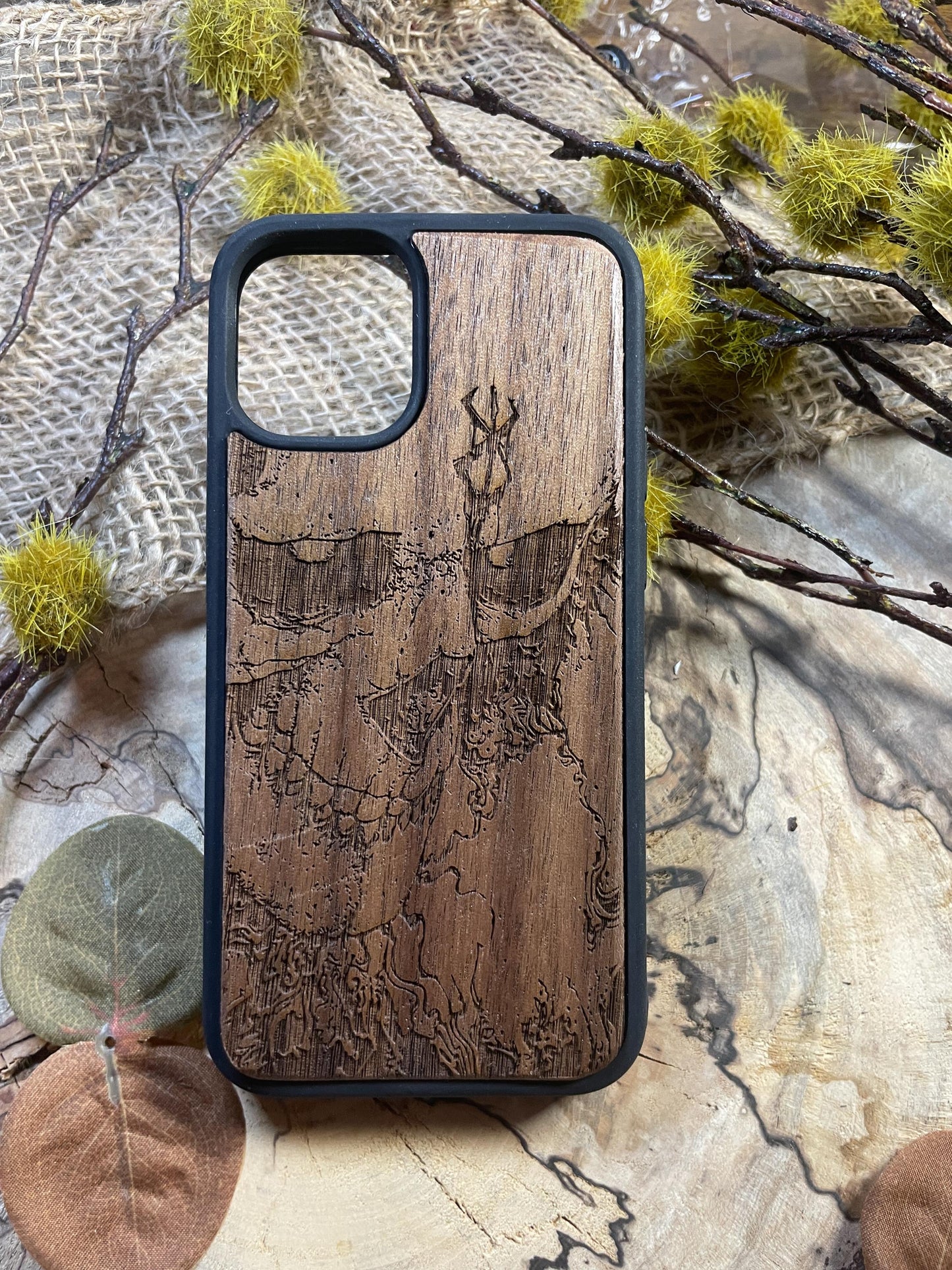 Dark Gothic Red Japanese Anime Demon Logo Wood Phone Case - Skull & Anime Inspired Design SHOP APP