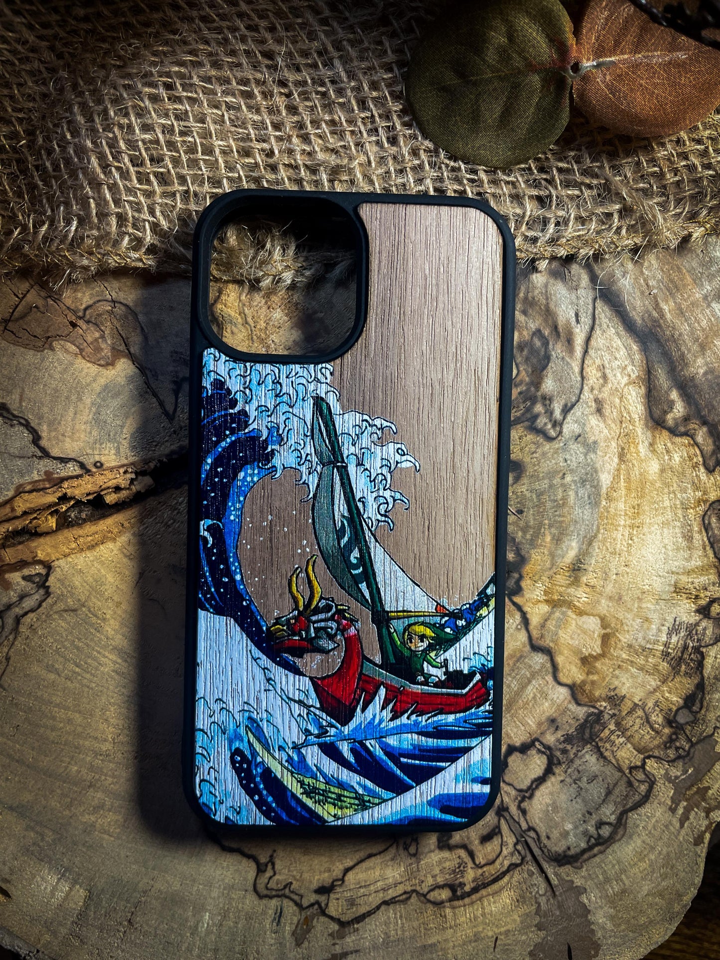 Wind Warrior Link Legend Videogame Green BOTW TOTK Inspired Wood Phone Case, iPhone 16 Pro, Samsung  S21 S22 S23 S24 ULTRA, Google Pixel SHOP APP