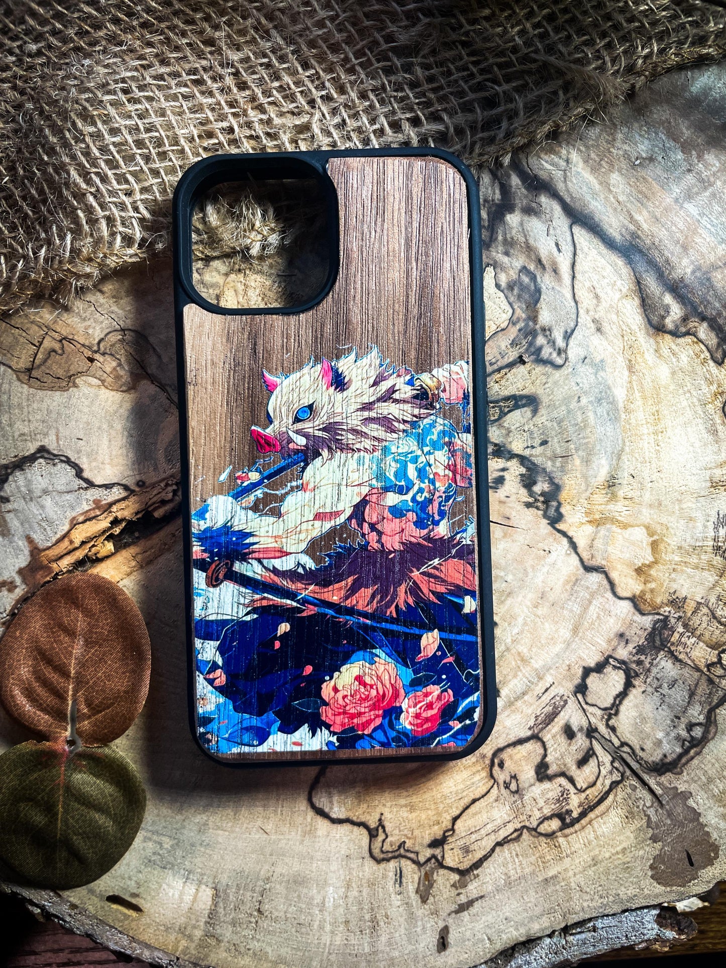 Japanese Cool Samurai Anime Hog head warrior demons Wood Phone Case - Nautical Adventure Awaits! SHOP APP