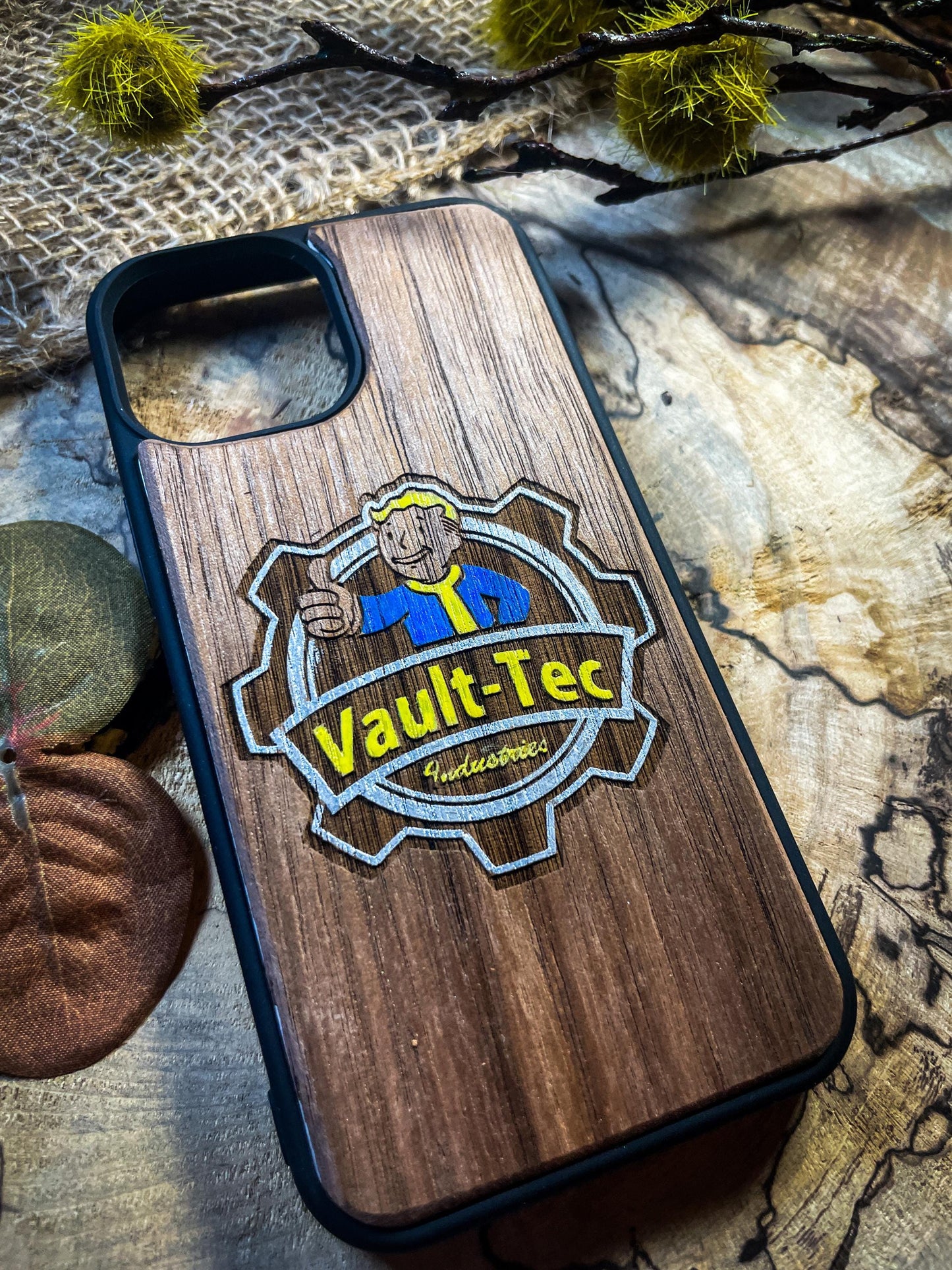 Nuke Cola  Vault People Apocaliptic video game Fall wood phone case for iphones , samsung and google pixel