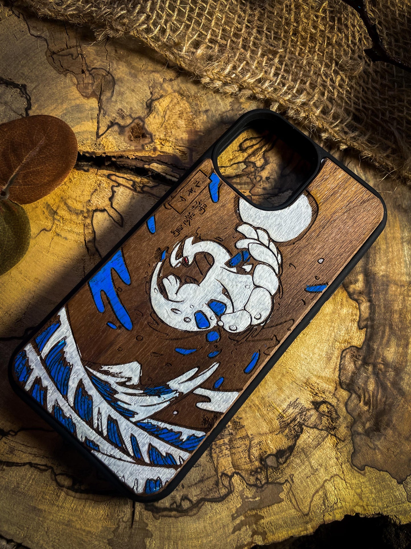 Japanese Art Lugia Wood Phone Case - Unique Legendary -Inspired Design for iPhone 16, Google Pixel, and More