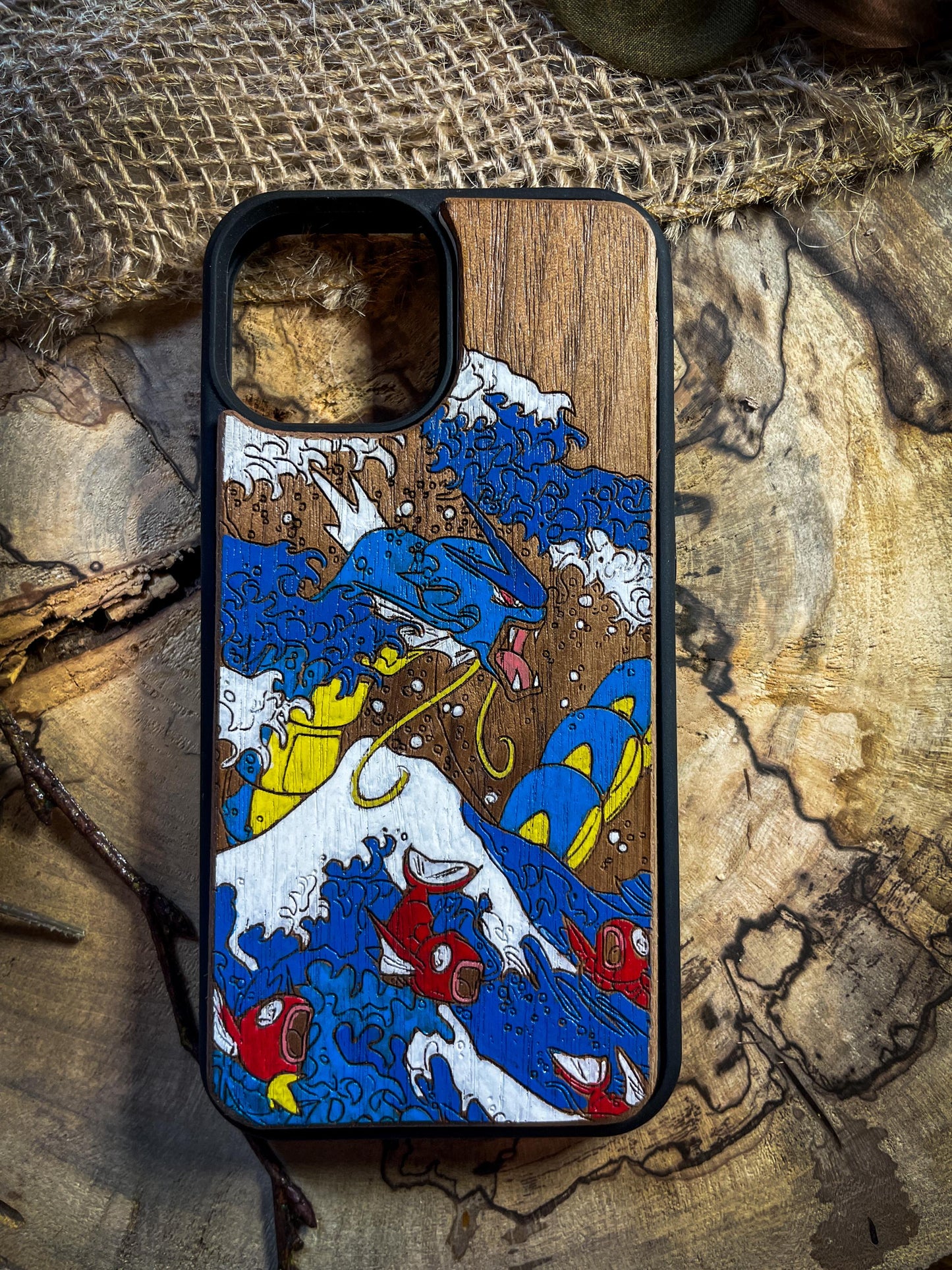 Majestic Dragon & Wave Wood Phone Case - Kanagawa-Inspired Japanese  Monster - iPhone 16 PRO MAX, Samsung S20 S21 S22 S23 S24 Google Pixel SHOP APP