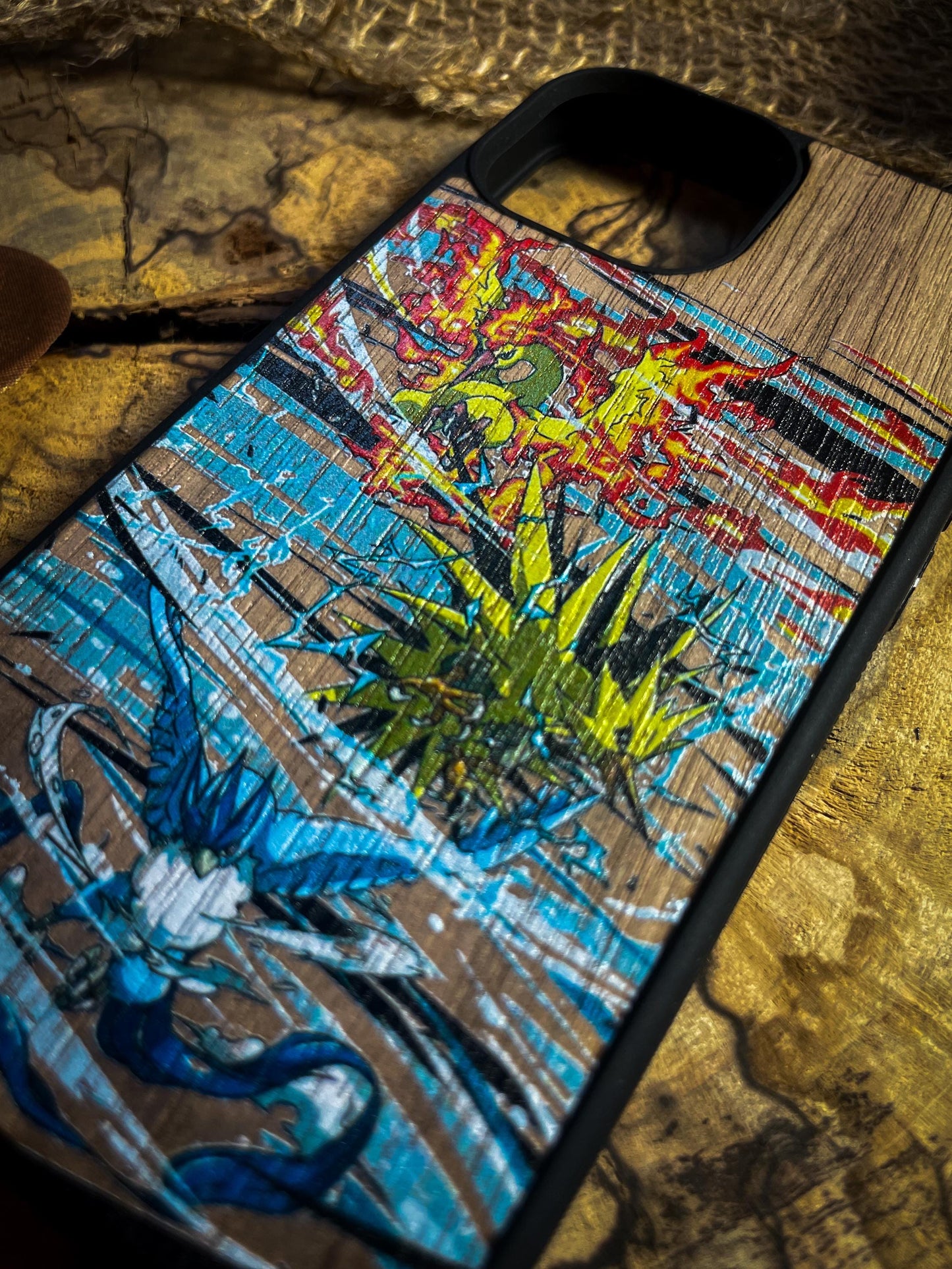 Japanese Legendary birds, Elemental Legends: Wooden Phone Case for iphone , samsung and google pixel