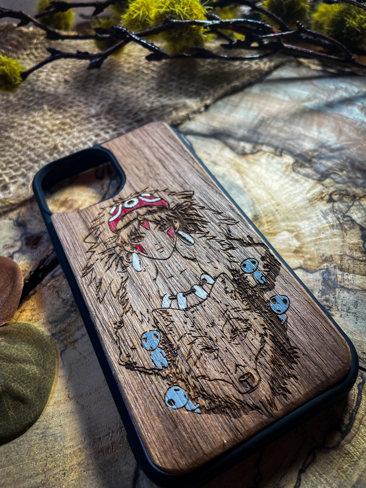 Princess Red detailed Studio Japanese Anime Movie Inspired Wood Phone Case for iPhone, Samsung, and Google Pixels