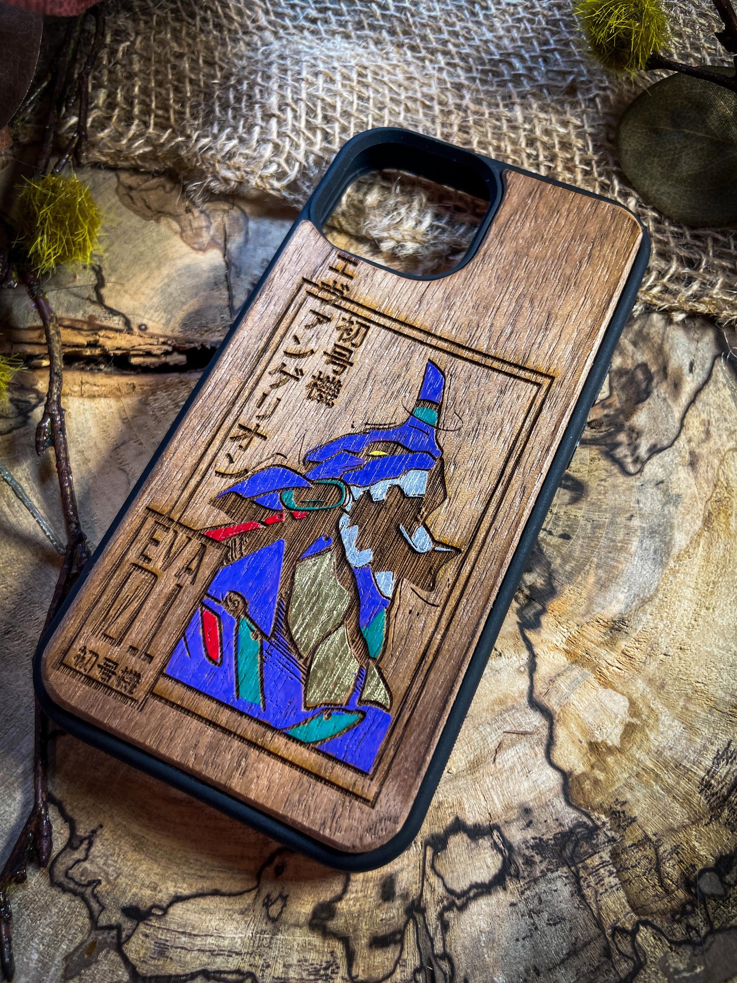 EVA 01 Wood Phone Case Featuring a Futuristic Mech Design - Unique and Stylish for iPhone 16, Google Pixel, and More SHOP APP