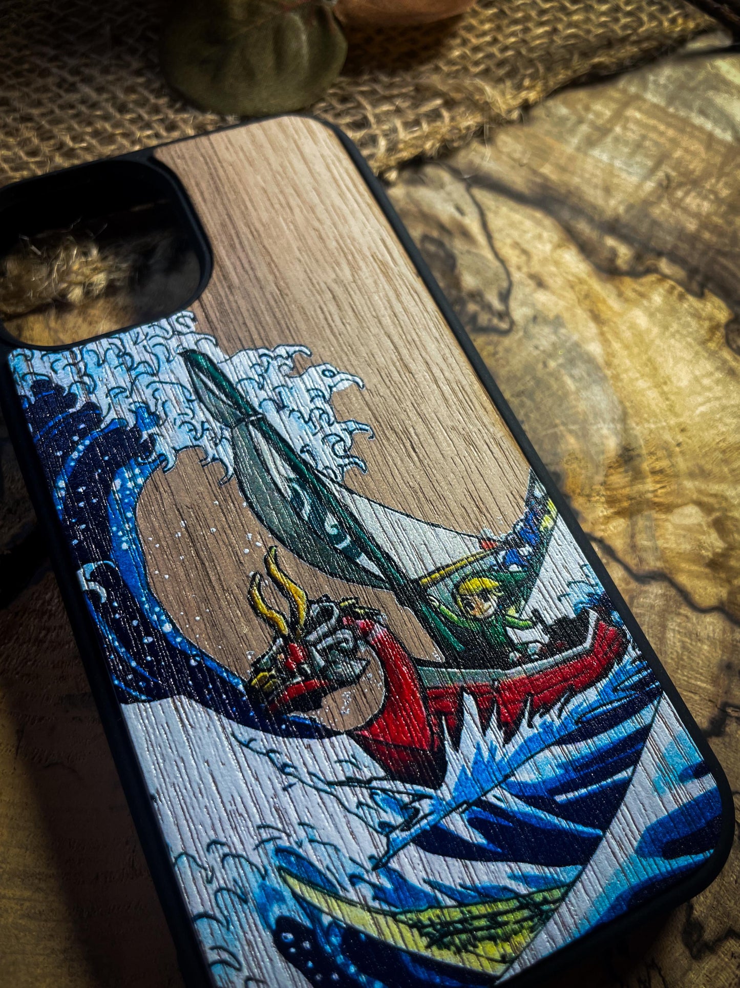 Wind Warrior Link Legend Videogame Green BOTW TOTK Inspired Wood Phone Case, iPhone 16 Pro, Samsung  S21 S22 S23 S24 ULTRA, Google Pixel SHOP APP