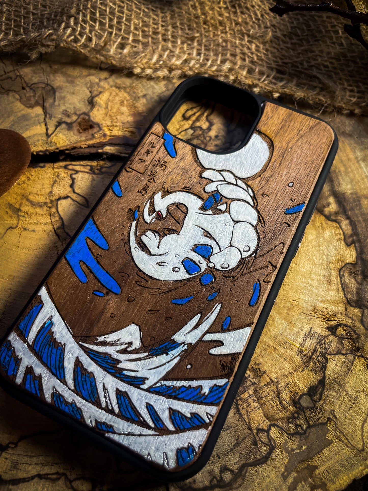 Japanese Art Lugia Wood Phone Case - Unique Legendary -Inspired Design for iPhone 16, Google Pixel, and More