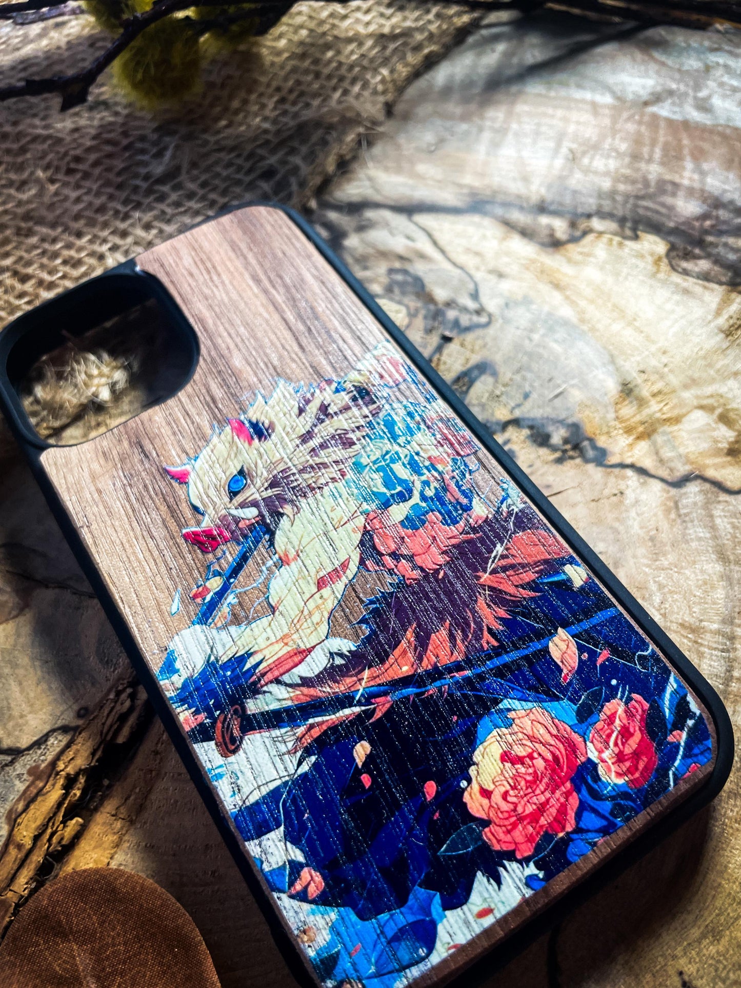 Japanese Cool Samurai Anime Hog head warrior demons Wood Phone Case - Nautical Adventure Awaits! SHOP APP