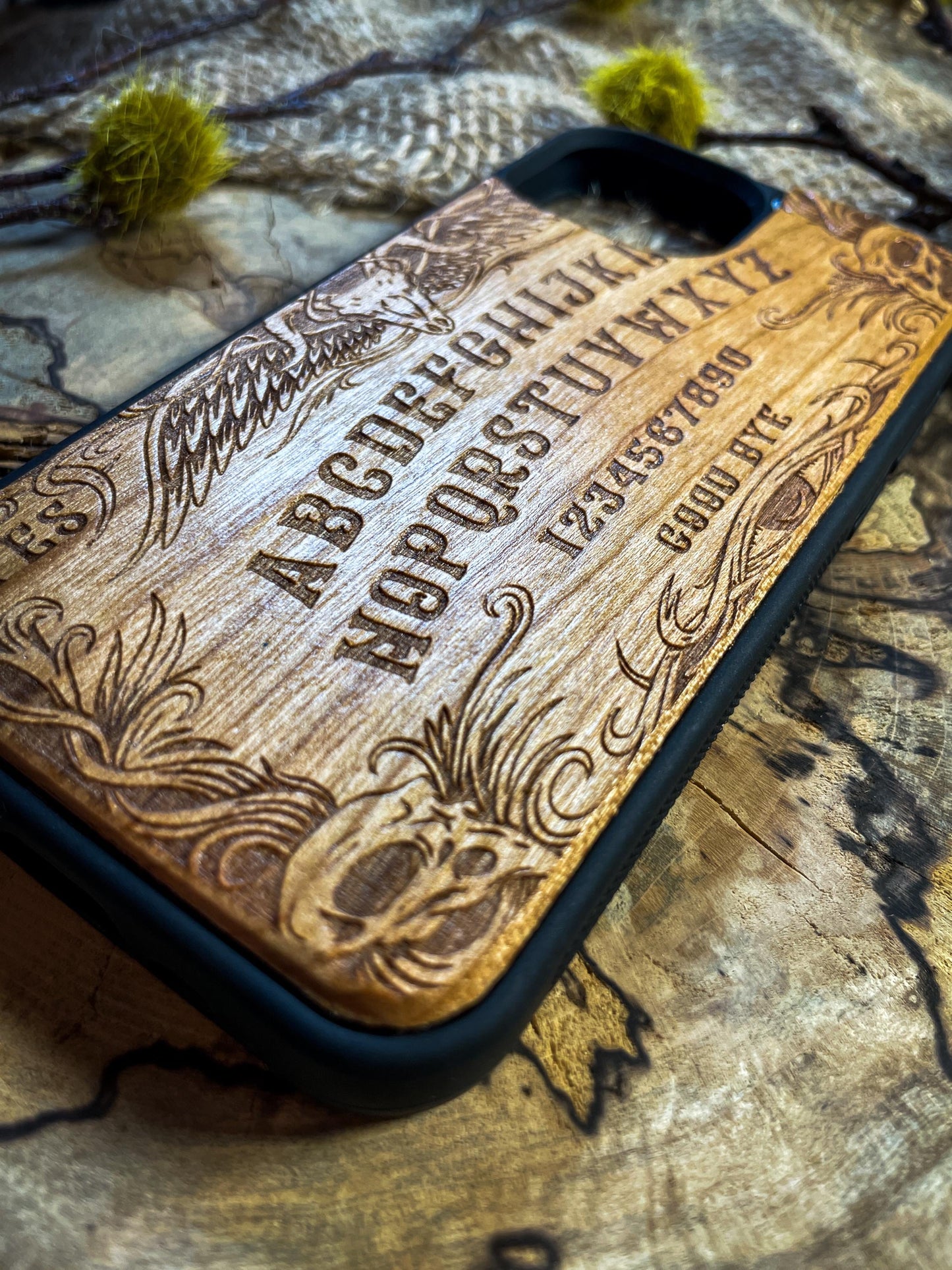 Mystic Ouija Board Wood Phone Case for iPhone, Samsung, and Google Pixel – Spellbinding & Unique Aesthetic