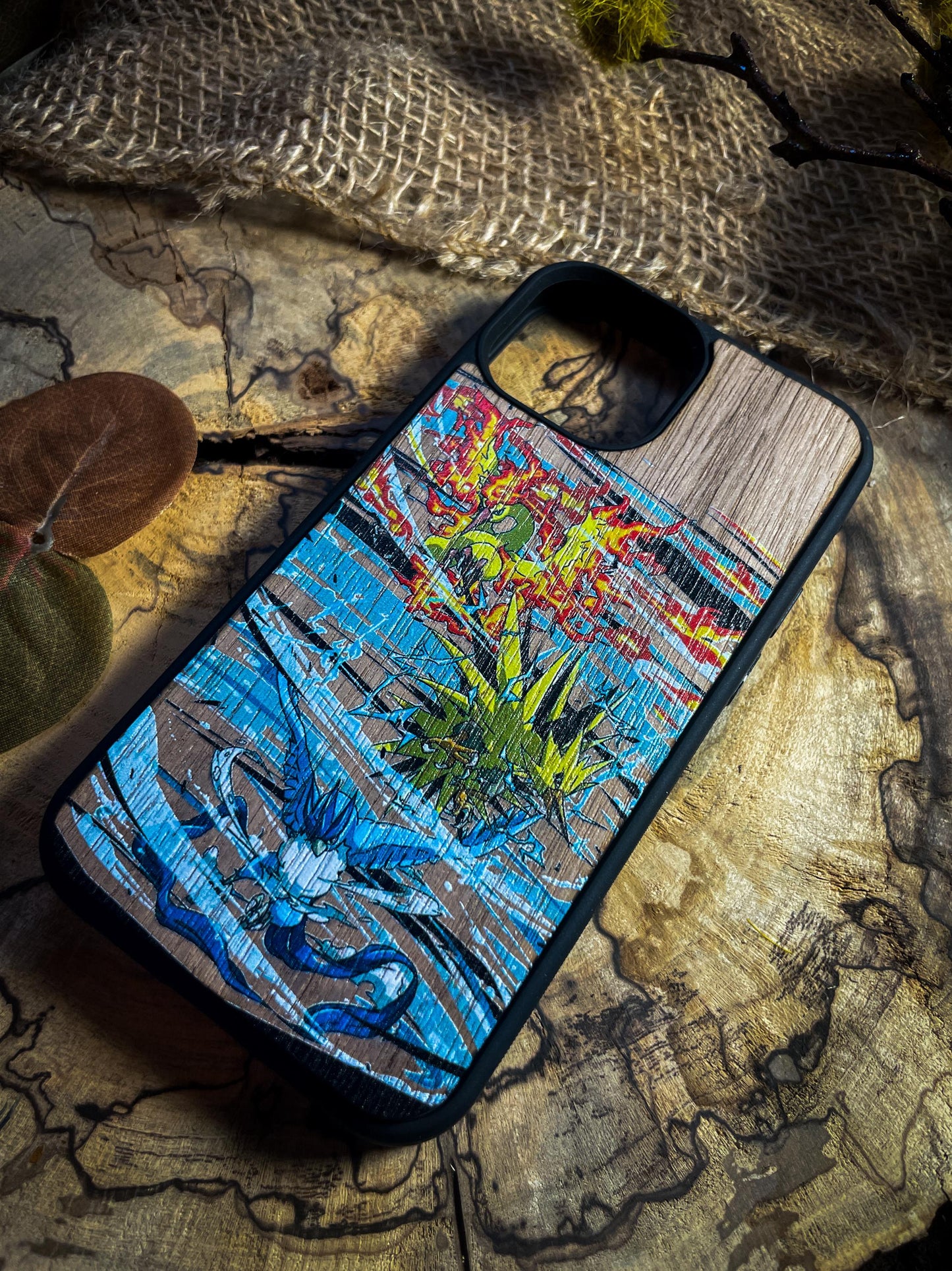 Japanese Legendary birds, Elemental Legends: Wooden Phone Case for iphone , samsung and google pixel