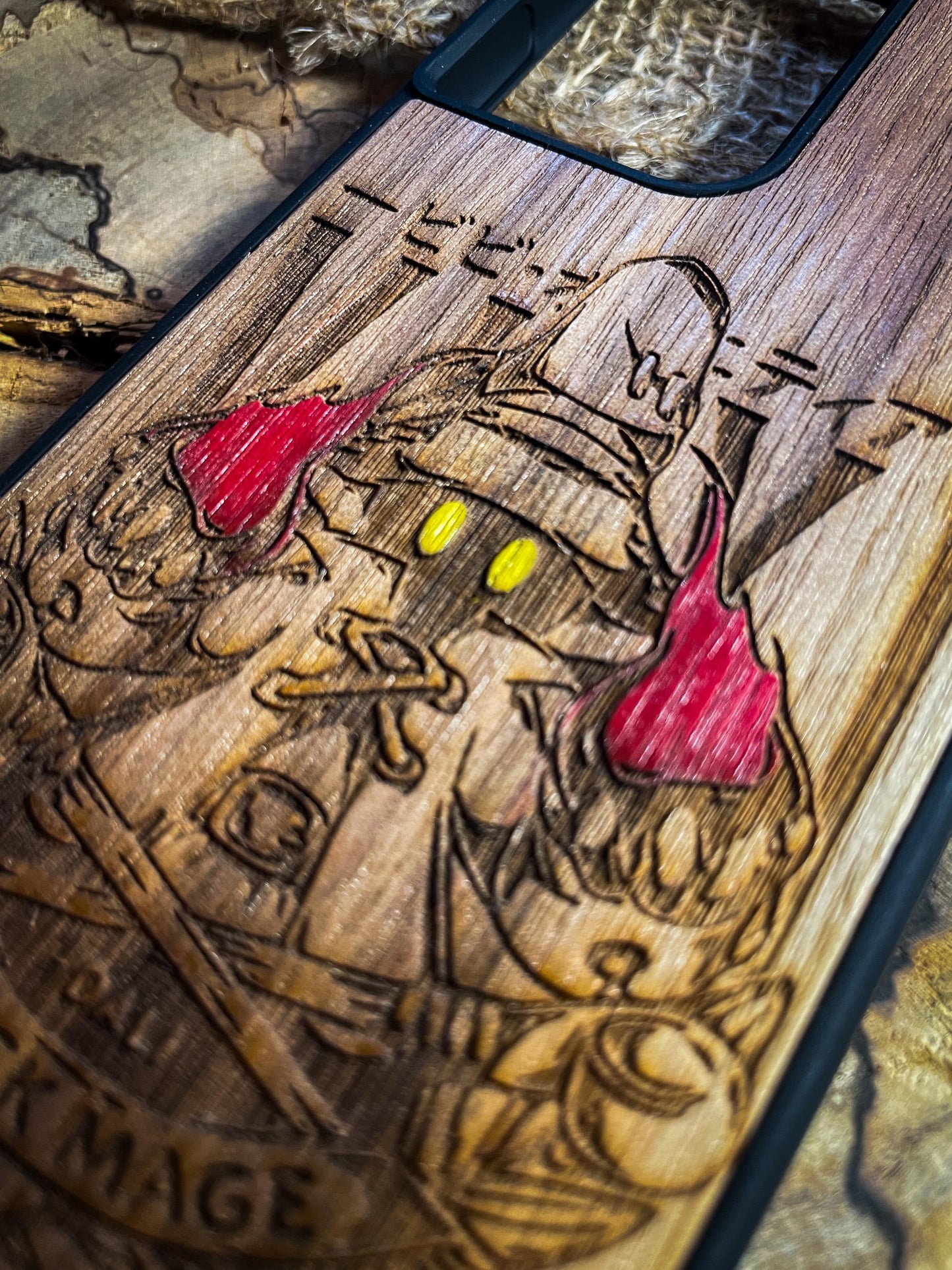 Black Mage Inspired Wood Phone Case for iPhone, Samsung, and Google Pixels