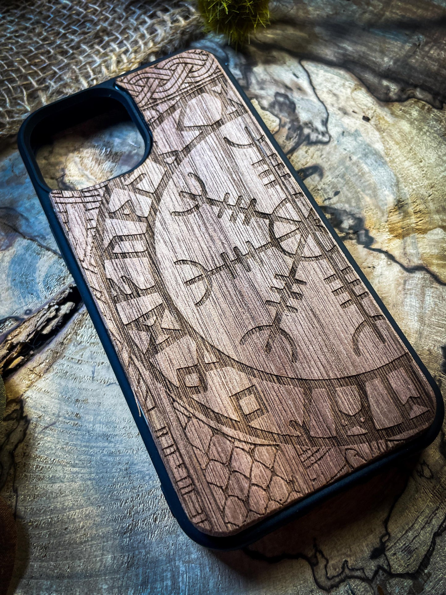 Viking Compass Tree of life  Nordic Runes Symbol  Medieval mythology Vegvisir Wood Phone case for Samsung, Iphone and Google Pixel SHOP APP