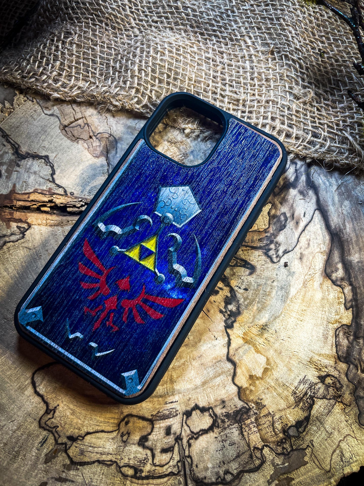 Hero's Shield Master Sword Wood Phone Case Inspired by Fantasy Adventures for iPhone, Samsung, and Google Pixel Models