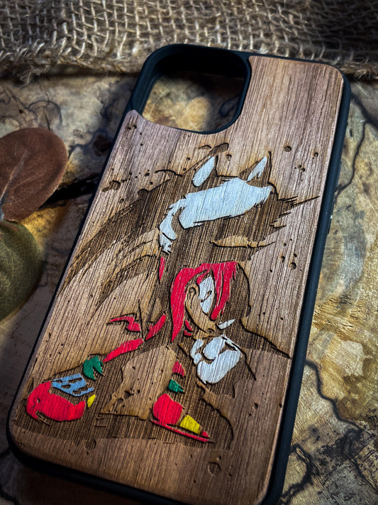 Crimson Knuckles Hedgehog Red Video game Wood Phone Case - Fierce Fighter Design" SHOP APP