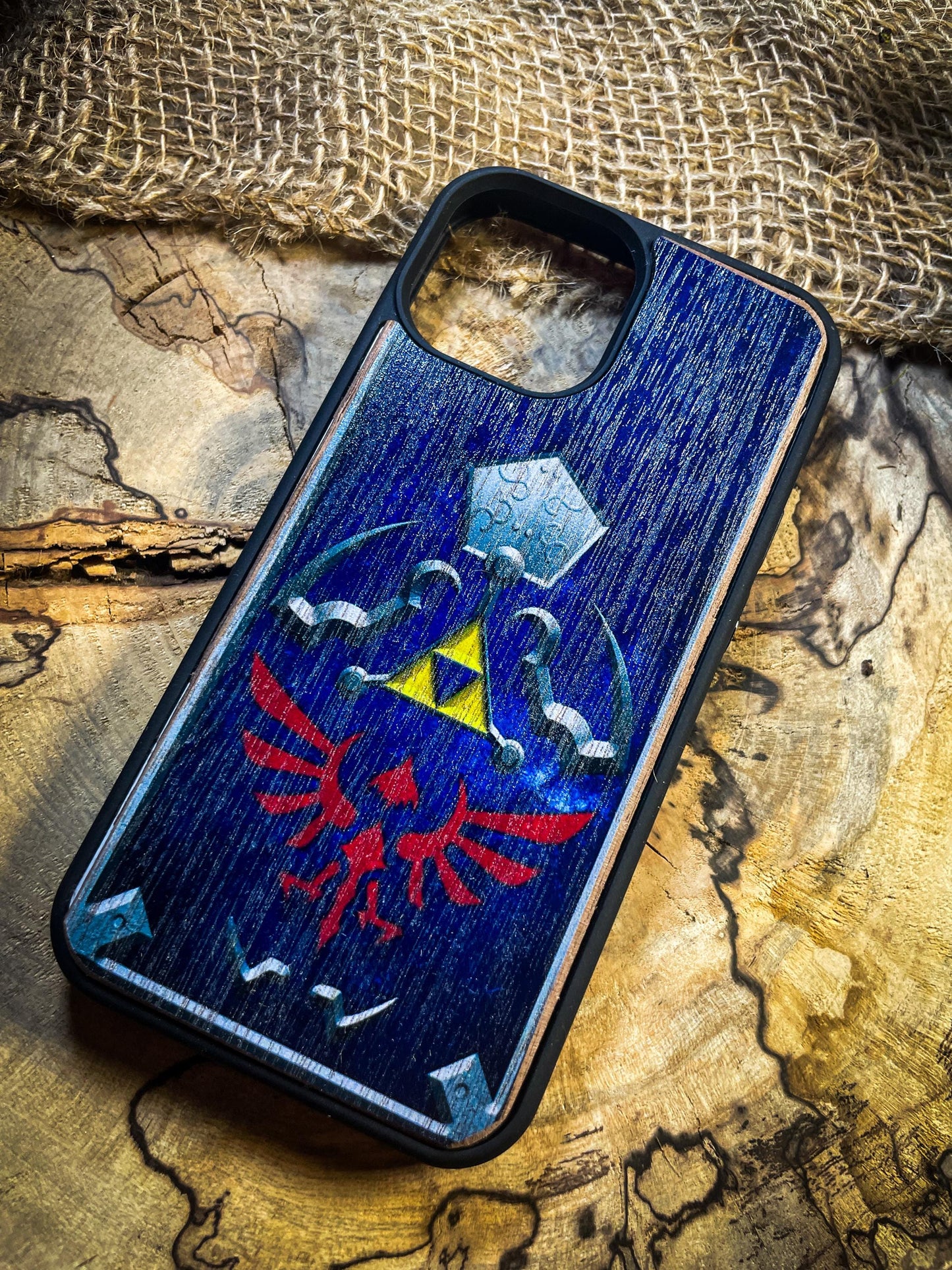 Hero's Shield Master Sword Wood Phone Case Inspired by Fantasy Adventures for iPhone, Samsung, and Google Pixel Models