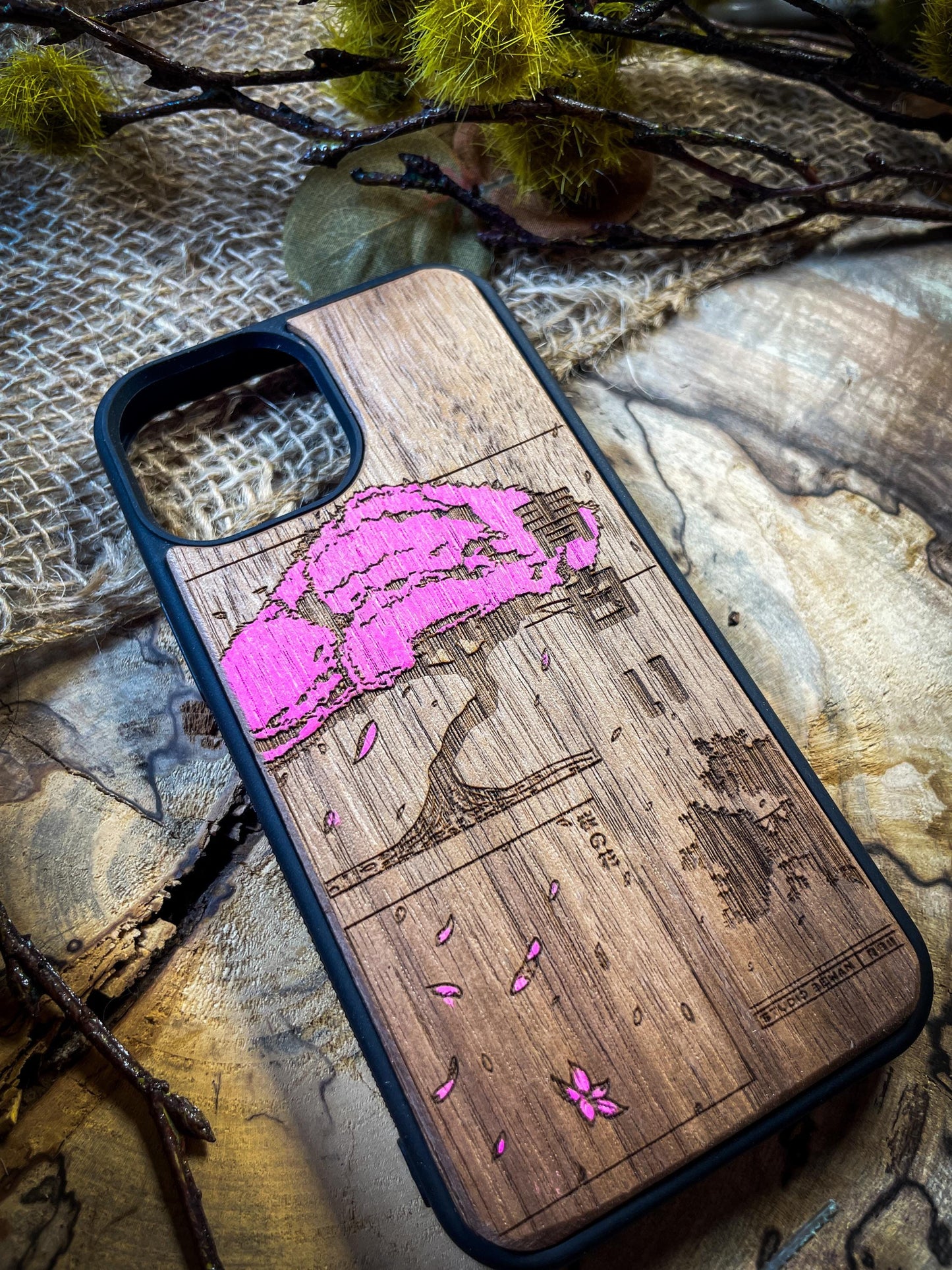 Cherry Blossom Japanese Sakura Tree Wood Phone Case - Elegant Design for Samsung, iPhone 16, Google Pixel, and More! SHOP APP