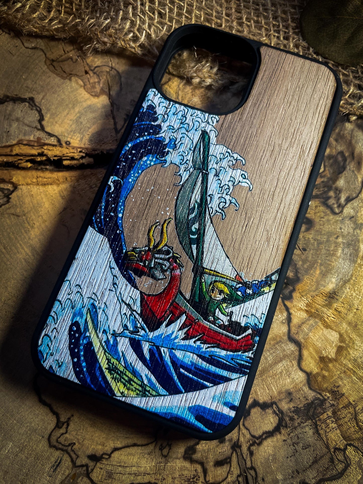 Wind Warrior Link Legend Videogame Green BOTW TOTK Inspired Wood Phone Case, iPhone 16 Pro, Samsung  S21 S22 S23 S24 ULTRA, Google Pixel SHOP APP