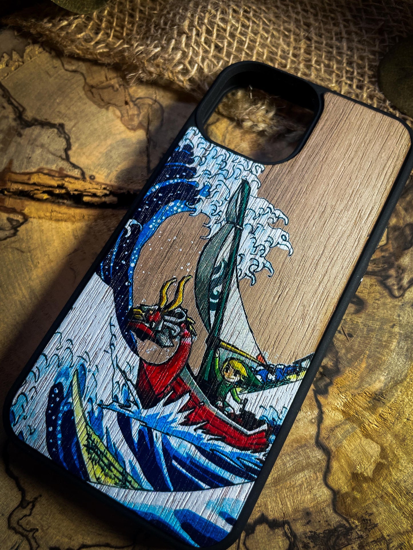 Wind Warrior Link Legend Videogame Green BOTW TOTK Inspired Wood Phone Case, iPhone 16 Pro, Samsung  S21 S22 S23 S24 ULTRA, Google Pixel