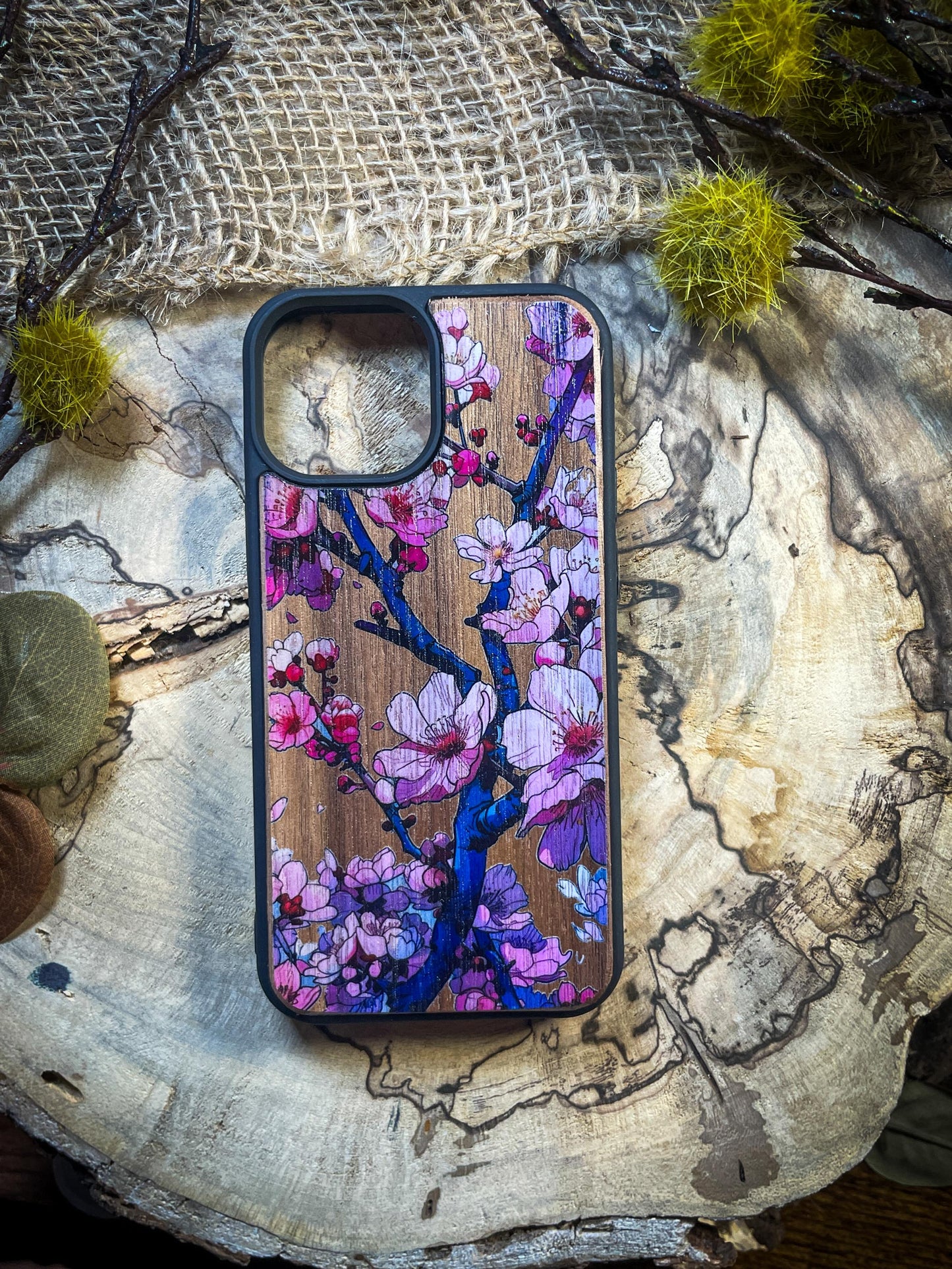 Cherry Blossom Japanese Sakura Tree Wood Phone Case - Elegant Design for Samsung, iPhone 16, Google Pixel, and More! SHOP APP