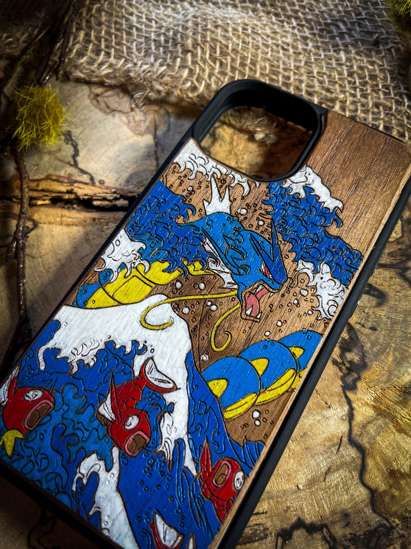 Majestic Dragon & Wave Wood Phone Case - Kanagawa-Inspired Japanese  Monster - iPhone 16 PRO MAX, Samsung S20 S21 S22 S23 S24 Google Pixel SHOP APP