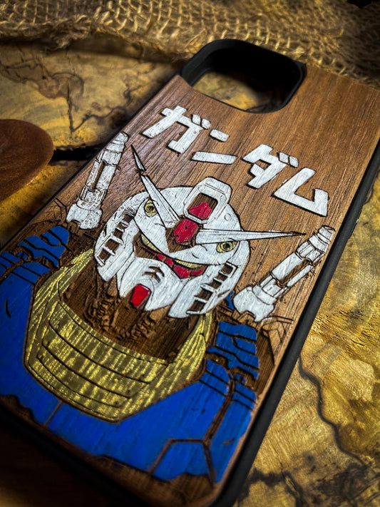 Japanese Robot Wood Phone Case Featuring a Futuristic Mech Design - Unique and Stylish for iPhone 16, Google Pixel, and More SHOP APP