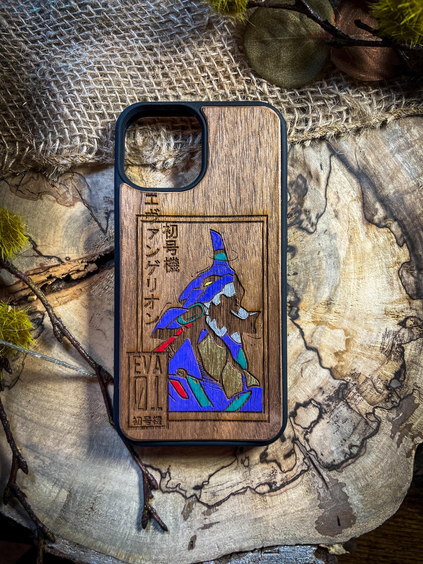 EVA 01 Wood Phone Case Featuring a Futuristic Mech Design - Unique and Stylish for iPhone 16, Google Pixel, and More SHOP APP