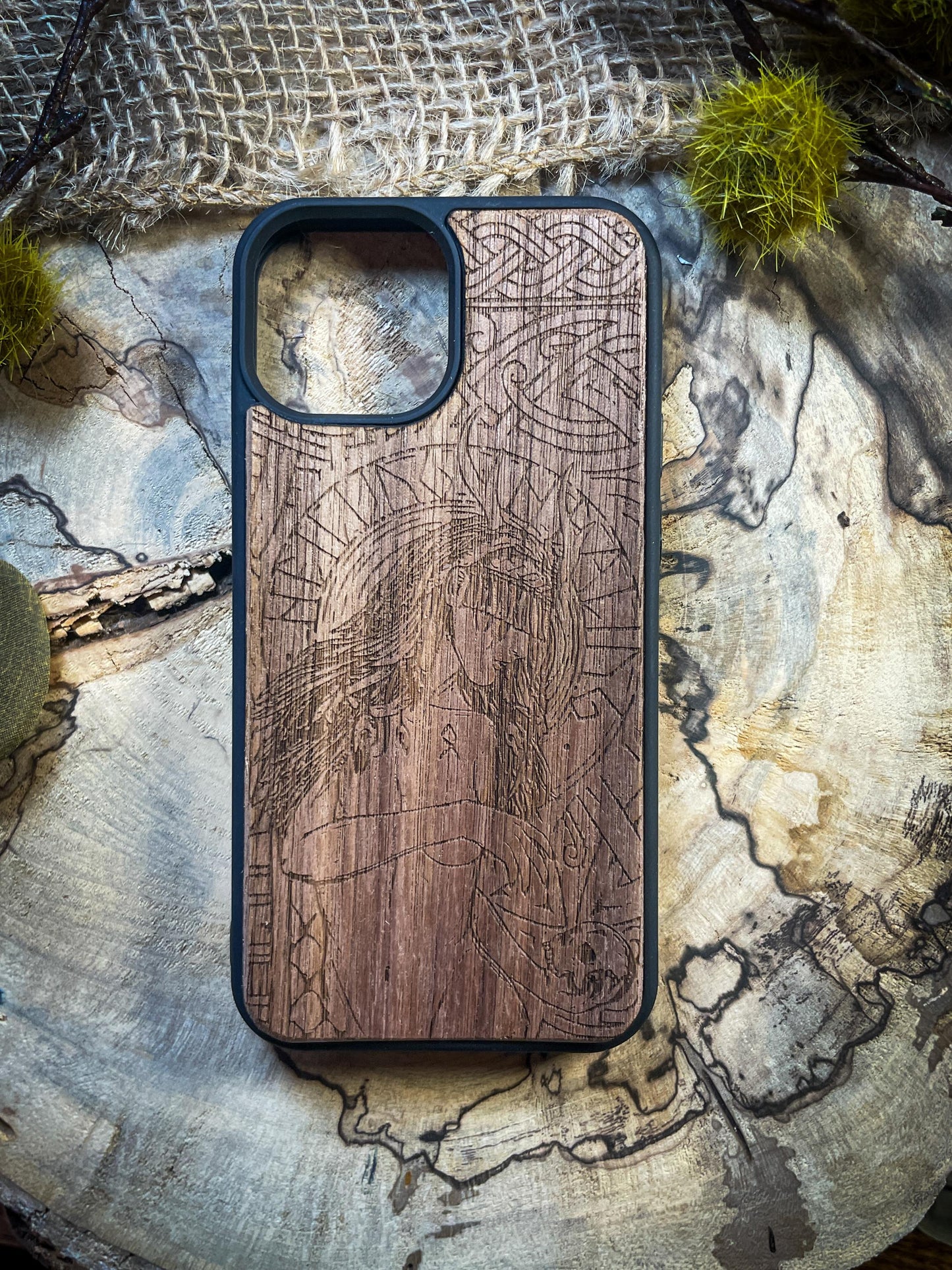 Viking Godess Compass Tree of life  Nordic Runes Symbol  Medieval mythology Vegvisir Wood Phone case for Samsung, Iphone and Google Pixel SHOP APP