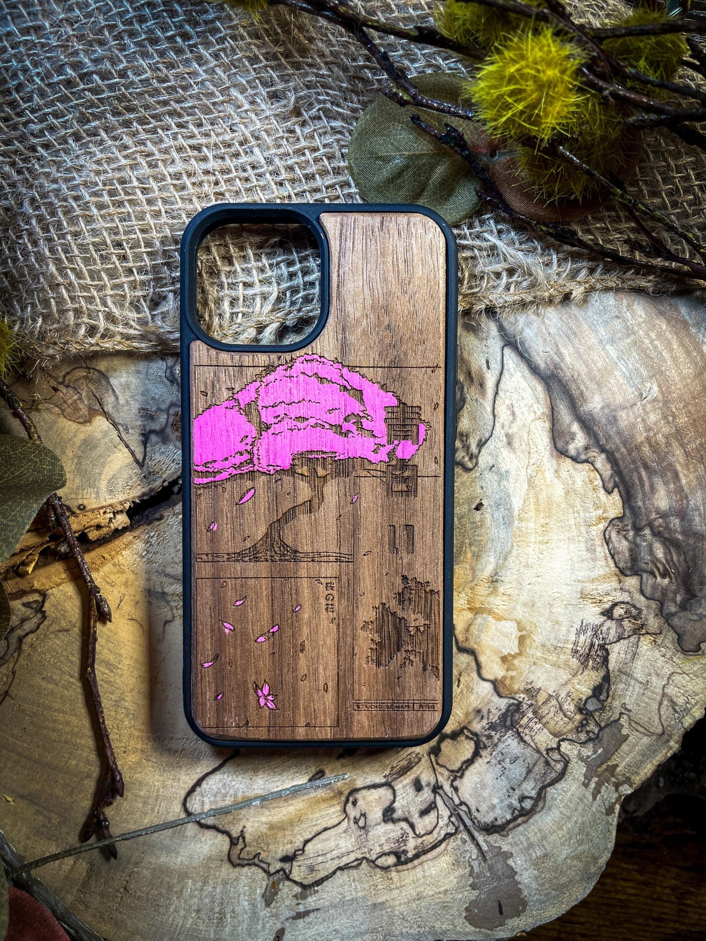 Cherry Blossom Japanese Sakura Tree Wood Phone Case - Elegant Design for Samsung, iPhone 16, Google Pixel, and More! SHOP APP