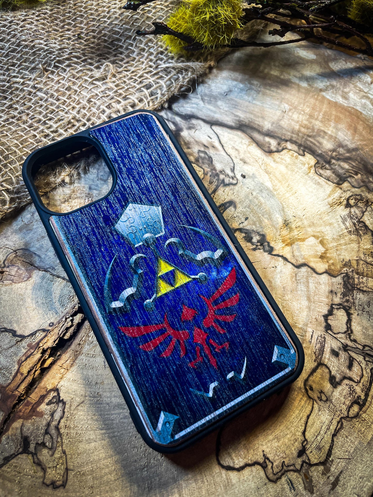 Hero's Shield Master Sword Wood Phone Case Inspired by Fantasy Adventures for iPhone, Samsung, and Google Pixel Models