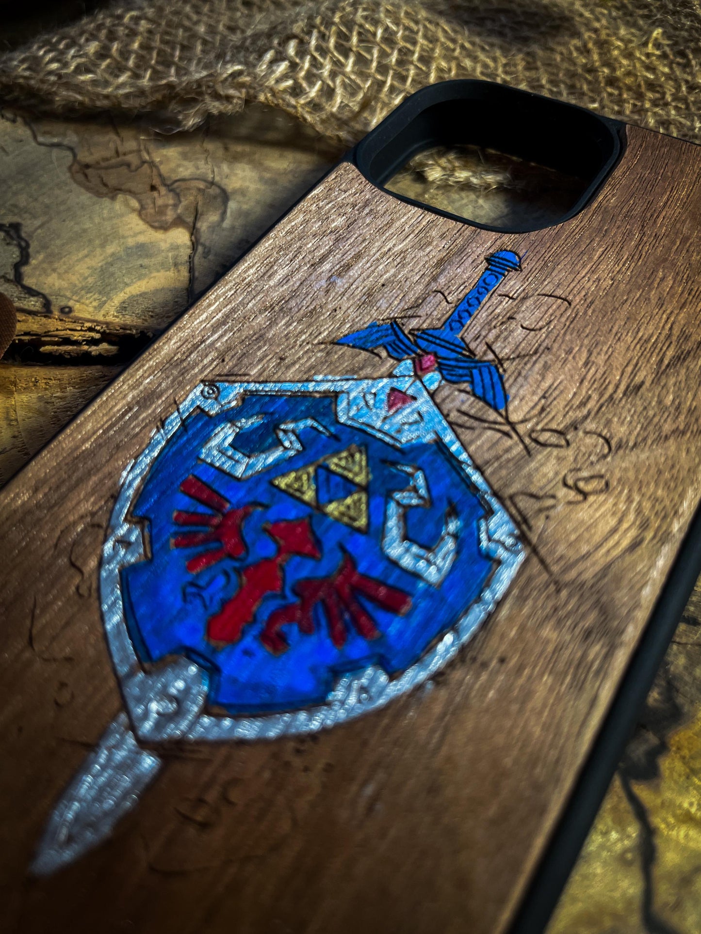 Hero's Master Sword Wood Phone Case Inspired by Fantasy Adventures for iPhone, Samsung, and Google Pixel Models