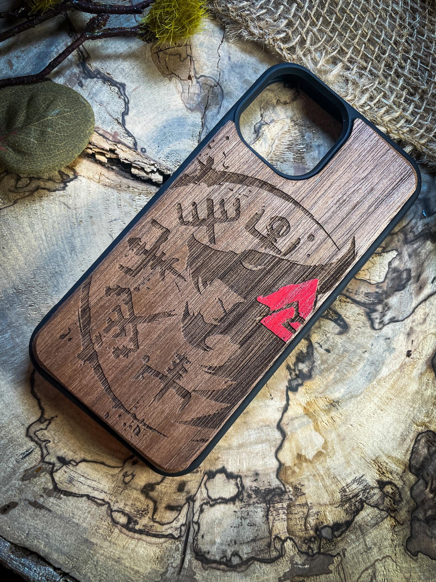 Wolf Fenrir Valknut Symbol God Odin Valhalla Viking Nordic Runes mythology Vegvisir Wood Phone case for Samsung, Iphone and Google Pixel SHOP APP