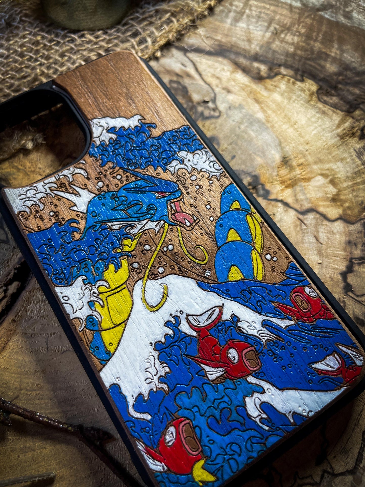 Majestic Dragon & Wave Wood Phone Case - Kanagawa-Inspired Japanese  Monster - iPhone 16 PRO MAX, Samsung S20 S21 S22 S23 S24 Google Pixel SHOP APP