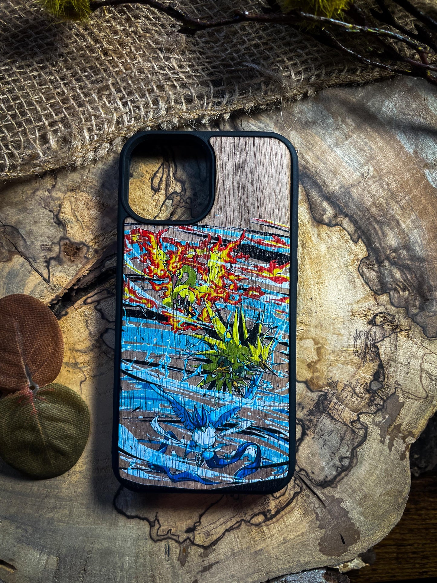 Japanese Legendary birds, Elemental Legends: Wooden Phone Case for iphone , samsung and google pixel