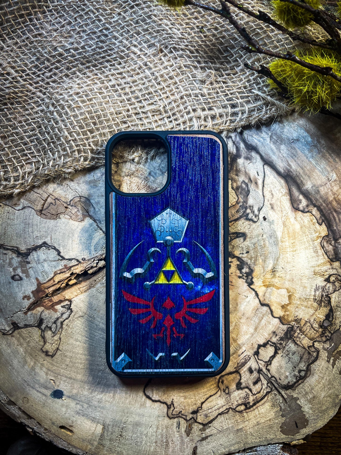 Hero's Shield Master Sword Wood Phone Case Inspired by Fantasy Adventures for iPhone, Samsung, and Google Pixel Models