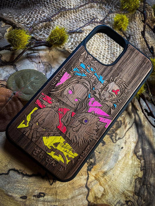 Demon warrior samurai anime Wood Phone Case –Japanese manga inspired