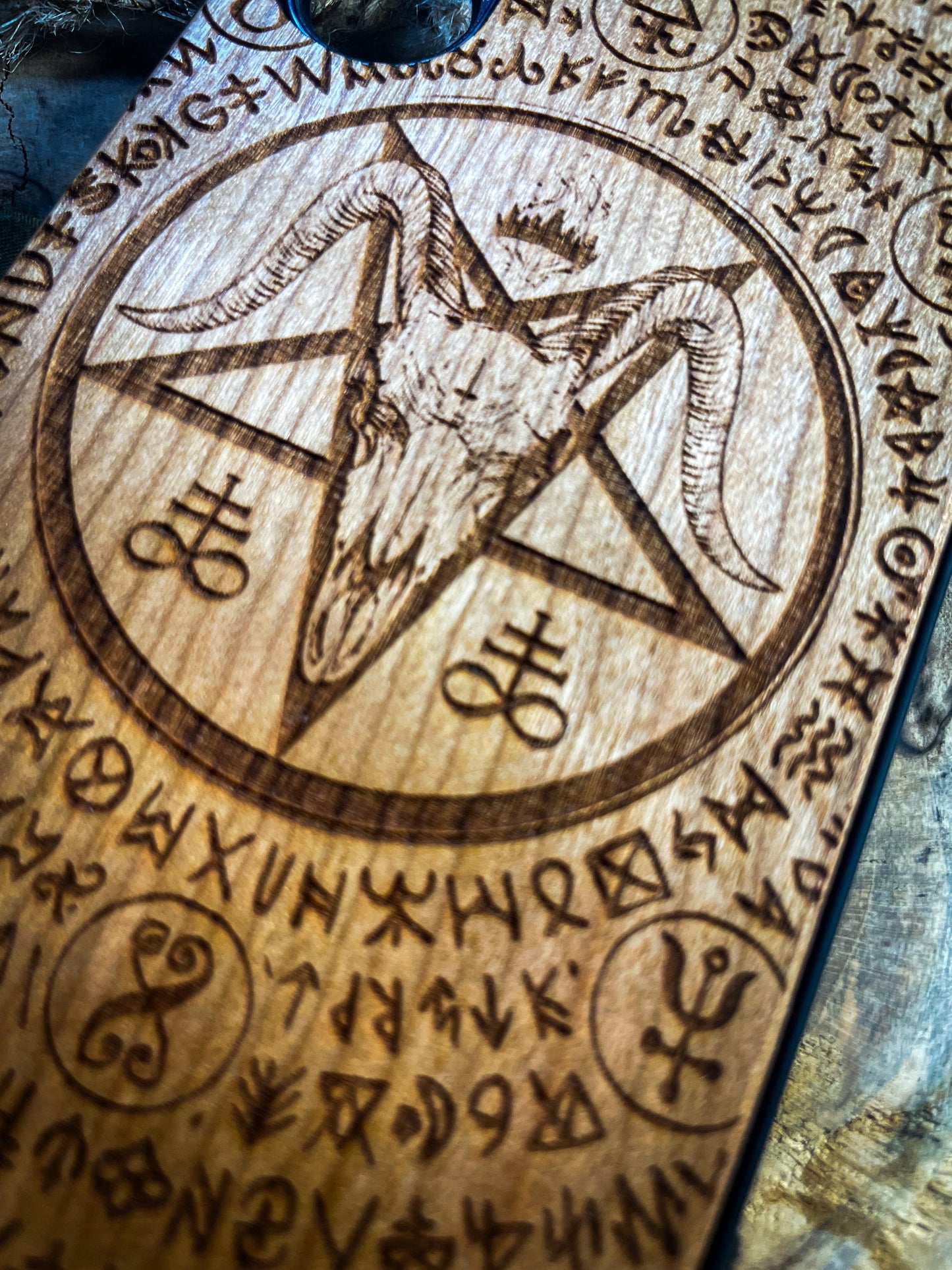 Baphomet Gothic Dark Goat Demon Wood Phone Case - Unique Artisan Design for iPhone, Samsung, and Google Pixel