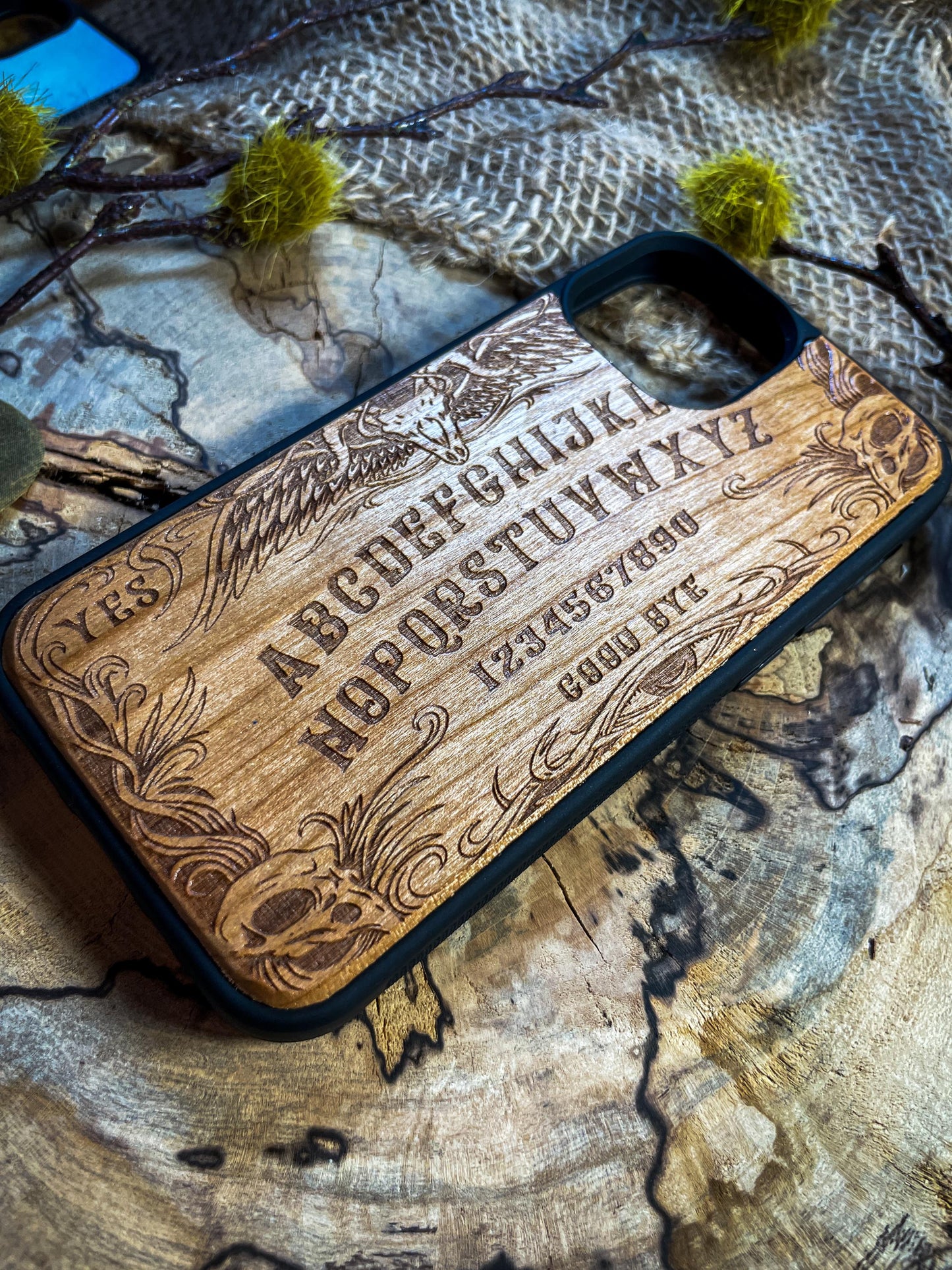 Mystic Ouija Board Wood Phone Case for iPhone, Samsung, and Google Pixel – Spellbinding & Unique Aesthetic SHOP APP