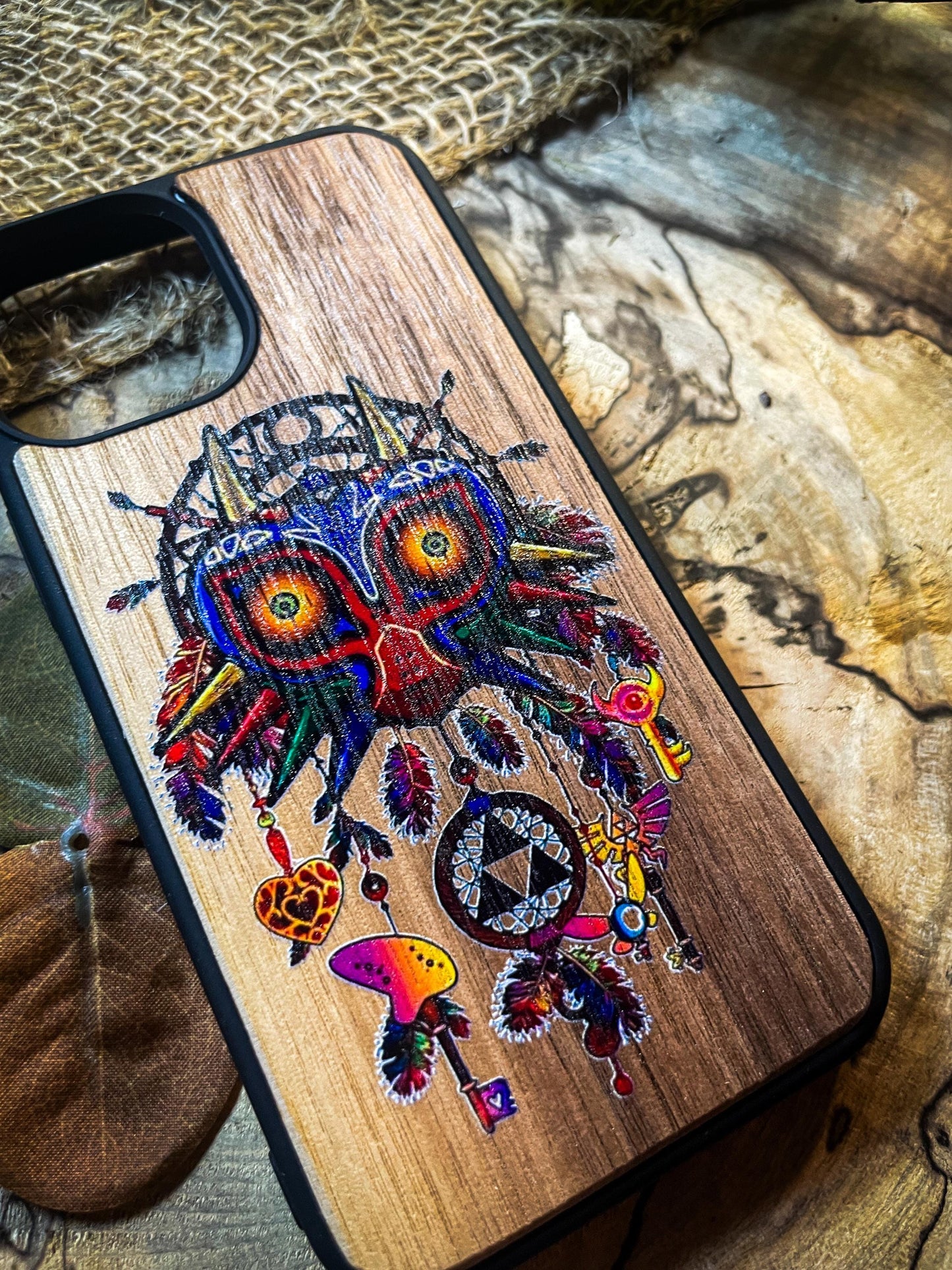 Hero's Shield Ocarina of Time Major Mask Master Sword Wood Phone Case Inspired by Fantasy Adventures for iPhone, Samsung, and Google Pixel