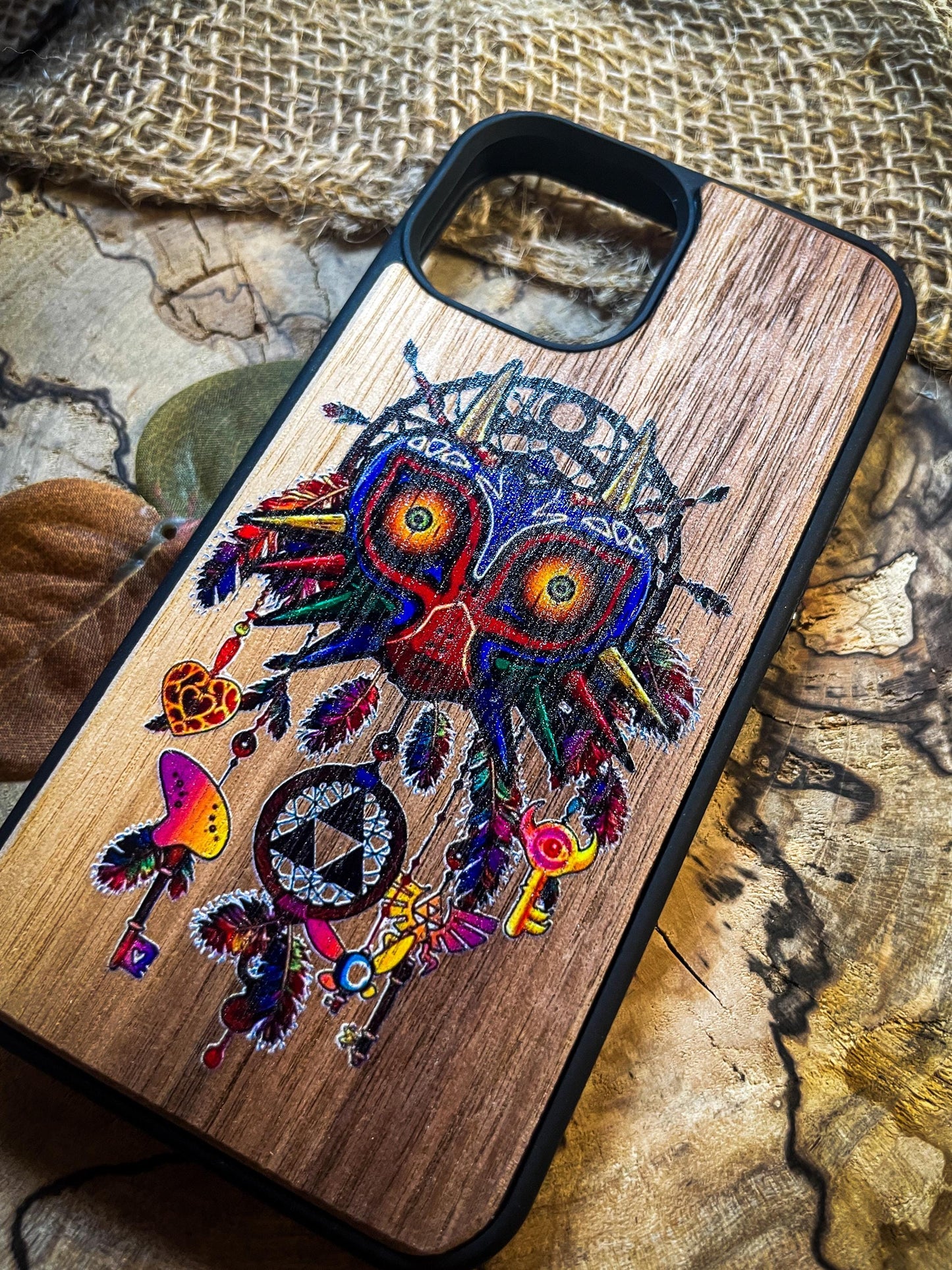 Hero's Shield Ocarina of Time Major Mask Master Sword Wood Phone Case Inspired by Fantasy Adventures for iPhone, Samsung, and Google Pixel