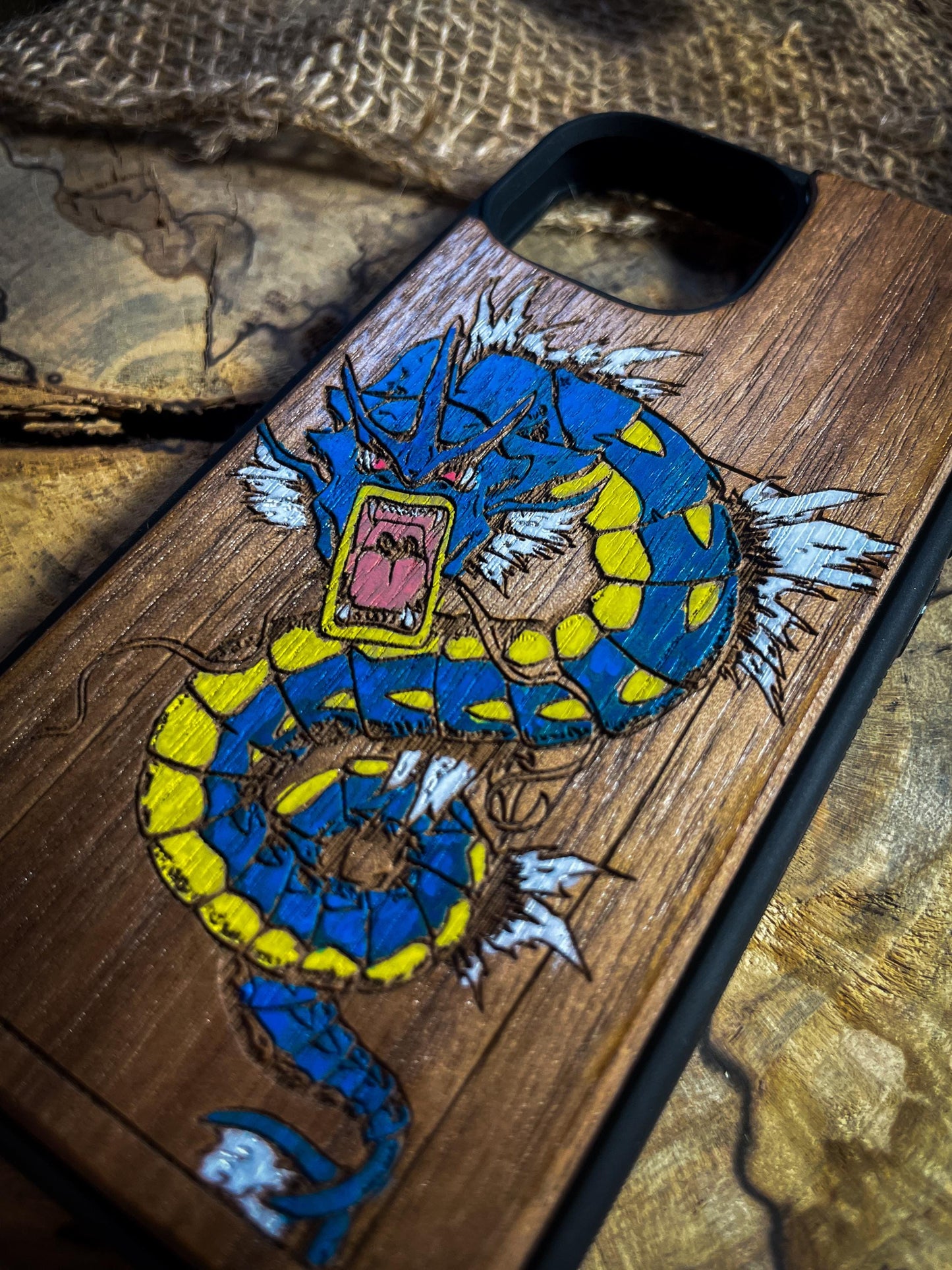 Majestic Dragon & Wave Wood Phone Case - Kanagawa-Inspired Japanese  Monster - iPhone 16 PRO MAX, Samsung S20 S21 S22 S23 S24 Google Pixel