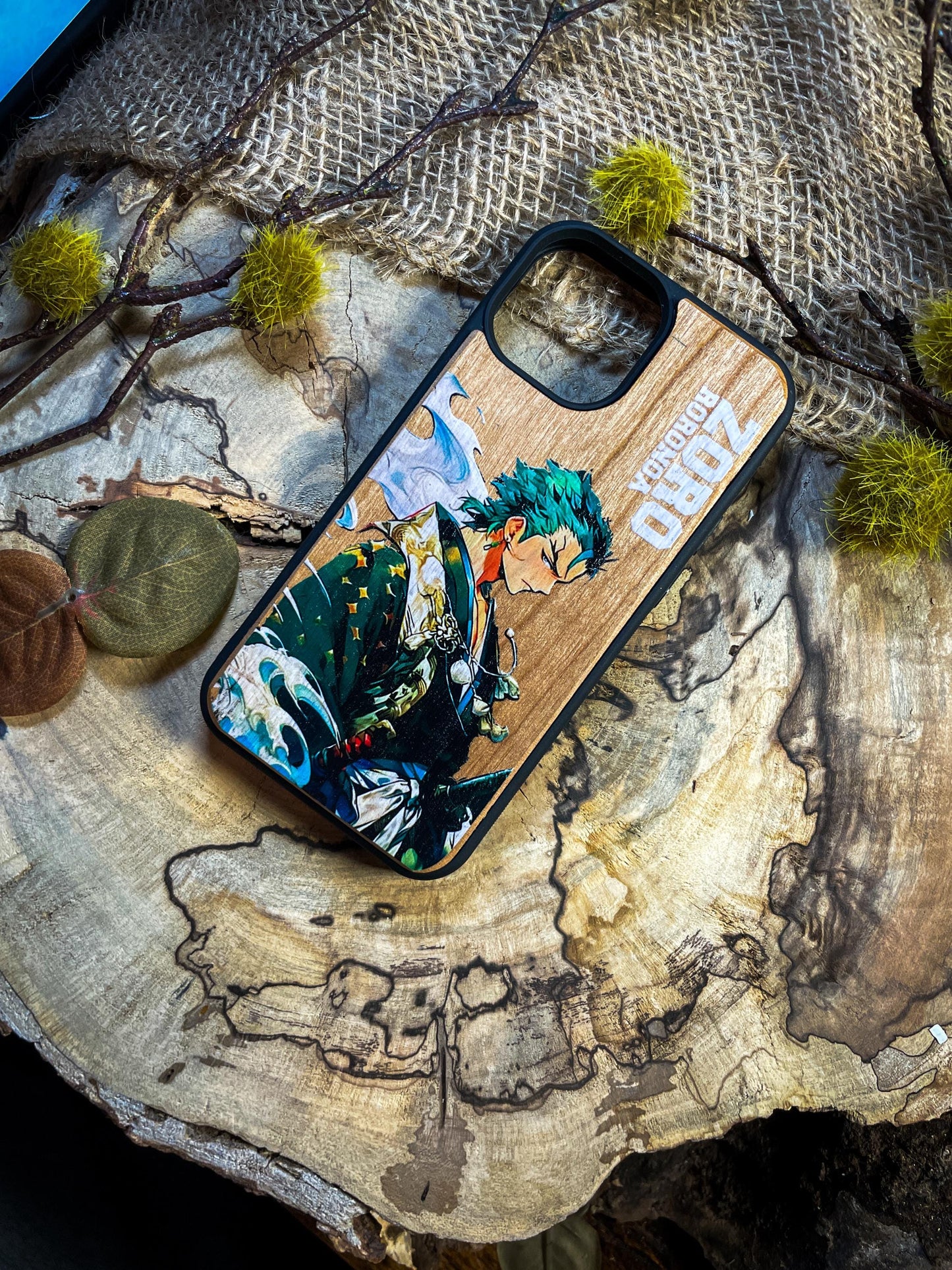 Swordsman’s Resolve Wood Phone case  for iPhone, Samsung, and Google Pixel Anime  Pirate Straw Logo Wood Phone Case SHOP APP