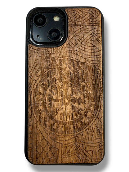 Viking Crow Raven  Wood Phone Case - Huginn