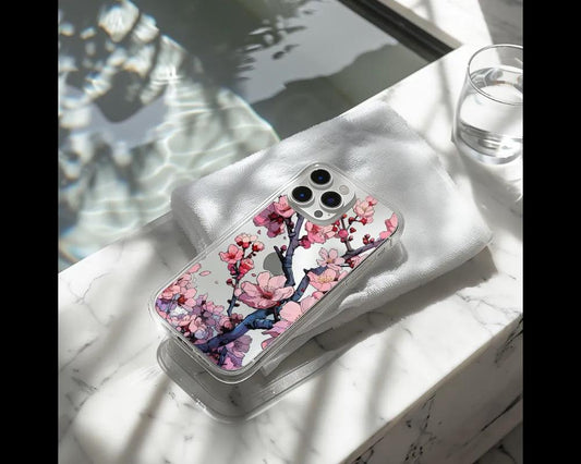 a phone case sitting on top of a table next to a glass of water